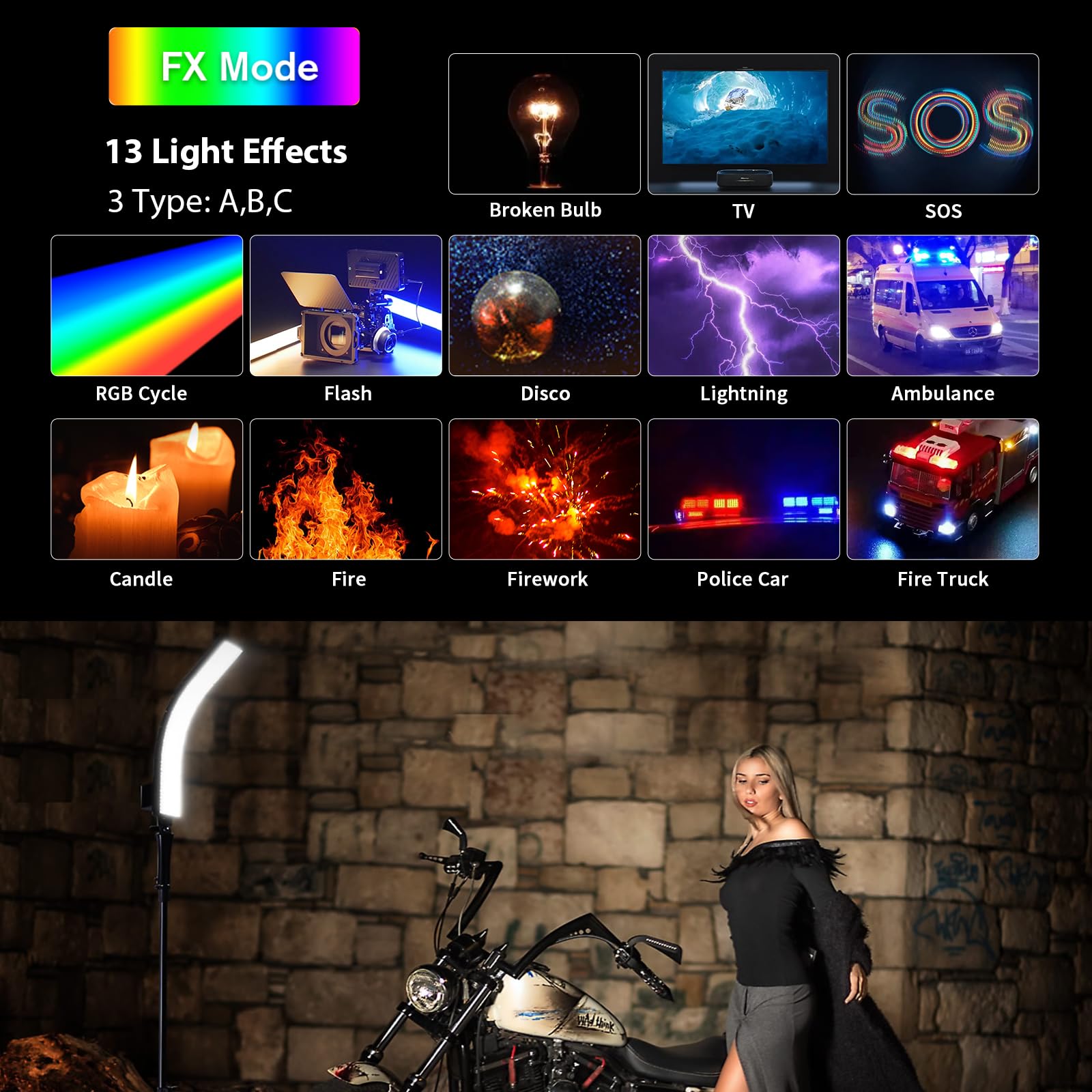 Sirui B25Rd Bendable Rgb Video Light, Led Panel Light For Studio Photography Lighting, Adjustable 360 Full Color, 2700 8500K, Qu