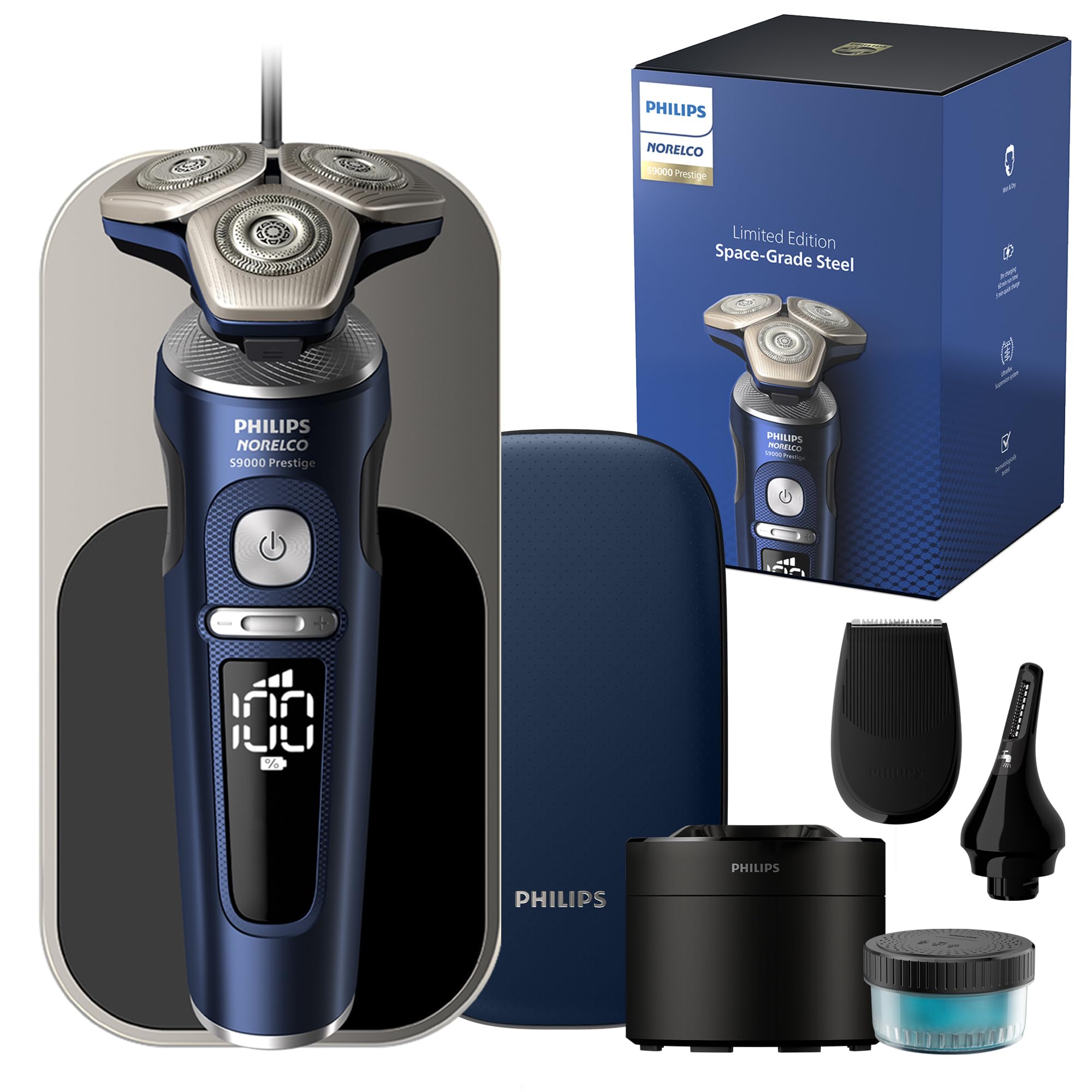Philips Norelco S9000 Prestige Rechargeable Wet & Dry Shaver Space Grade Edition, Sp9886/89