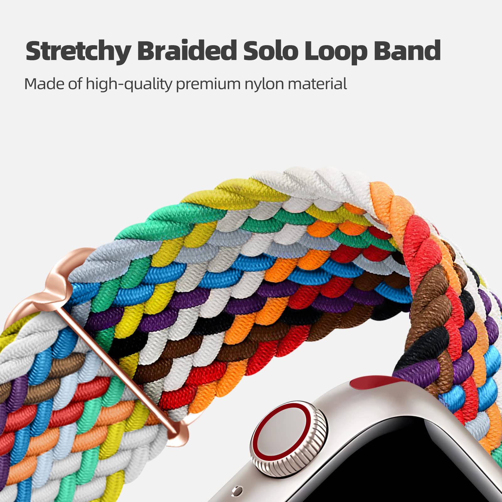 4 Pack Braided Solo Loop Compatible With Apple Watch Band 45Mm 46Mm 44Mm 49Mm 42Mm 41Mm 40Mm 38Mm Women Men, Stretchy Nylon Elas