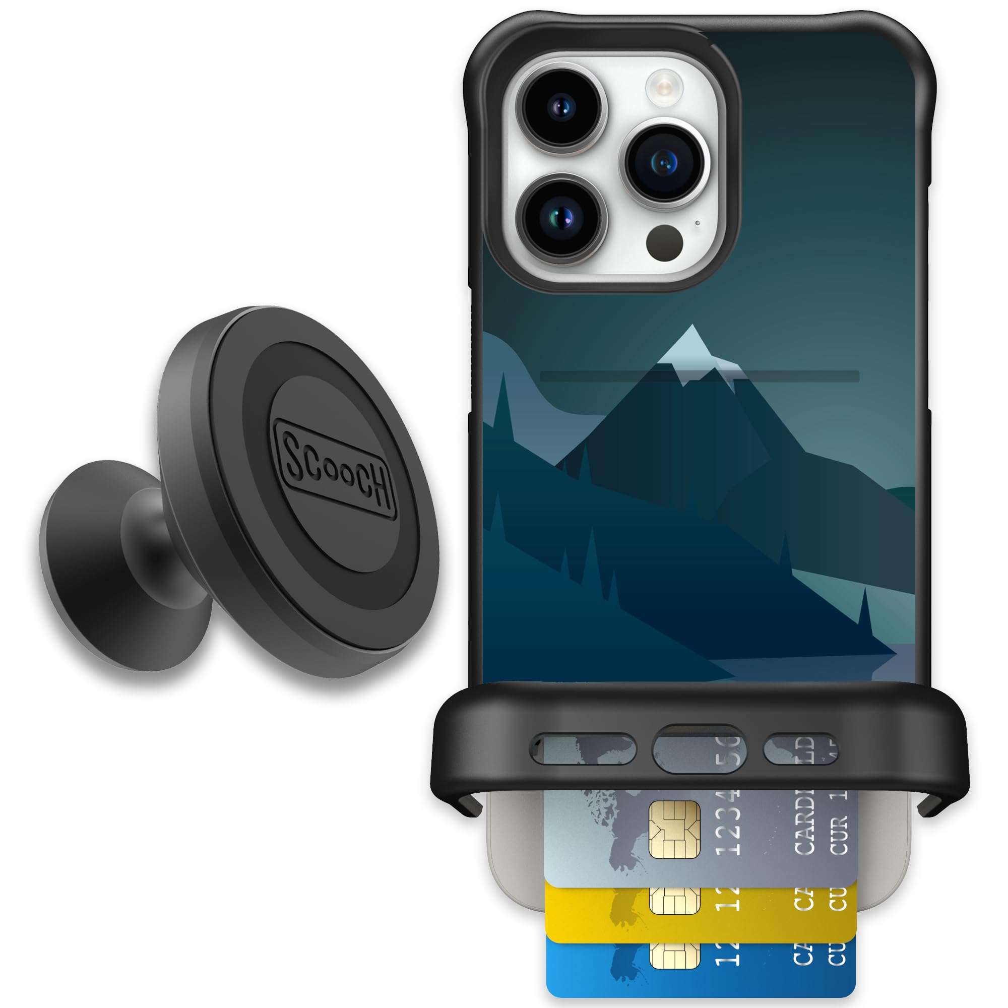 Scooch for iPhone 15 Pro Max Case with Card Holder, Wingmate Wallet Case with Hidden Card Slot and RFID Protection, Starter Bund