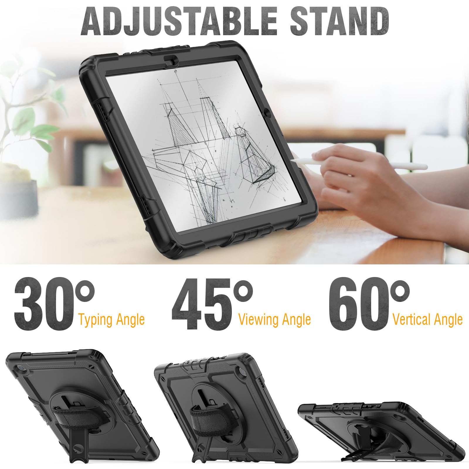 Hxcaseac Case For Samsung Galaxy Tab A9+/ A9 Plus Case 11 Inch, Protective With Screen Protector/Hand Strap/Pen Holder, Sturdy S