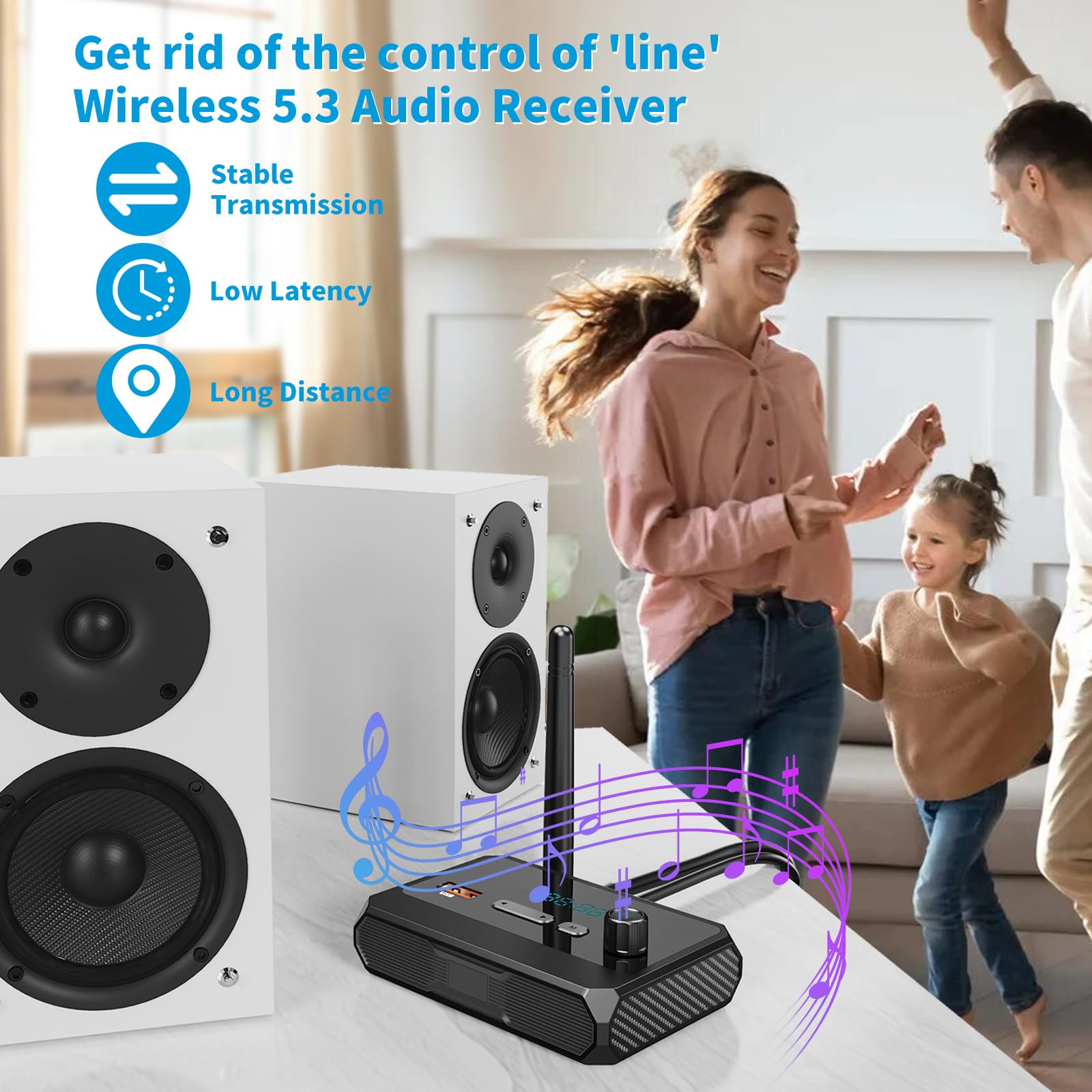 Suyee Bluetooth 5.3 Receiver, Rca Bluetooth Adapter, Low Latency & Hd Music Audio, Support Optical Aux 3.5Mm, Rca Bluetooth Rece