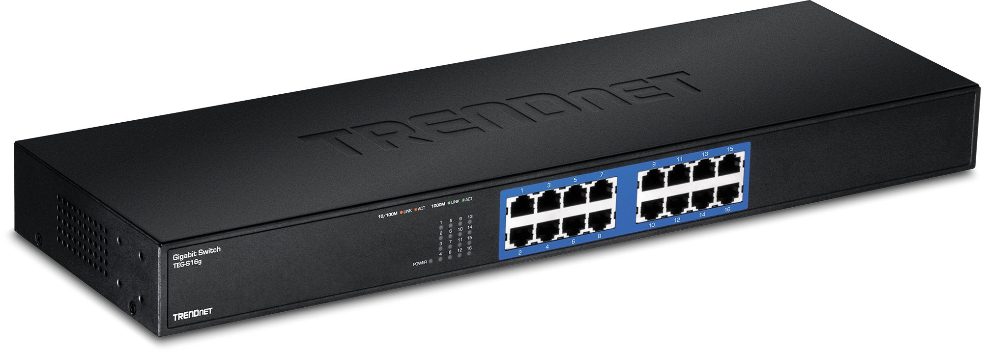 Trendnet   Teg S16G 16 Port Unmanaged Gigabit Greennet Switch, Teg S16G, 16 X Rj 45 Ports, 32 Gbps Switching Capacity, Fanless,
