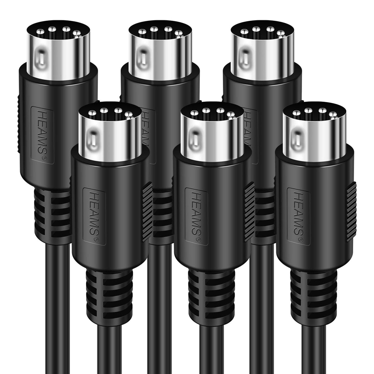 Heams 3 Pack Premium 10Ft Midi Cable, Stable & Fast Transmission And Long Lasting Midi Cables, Male To Male 5 Pin Midi Cable For