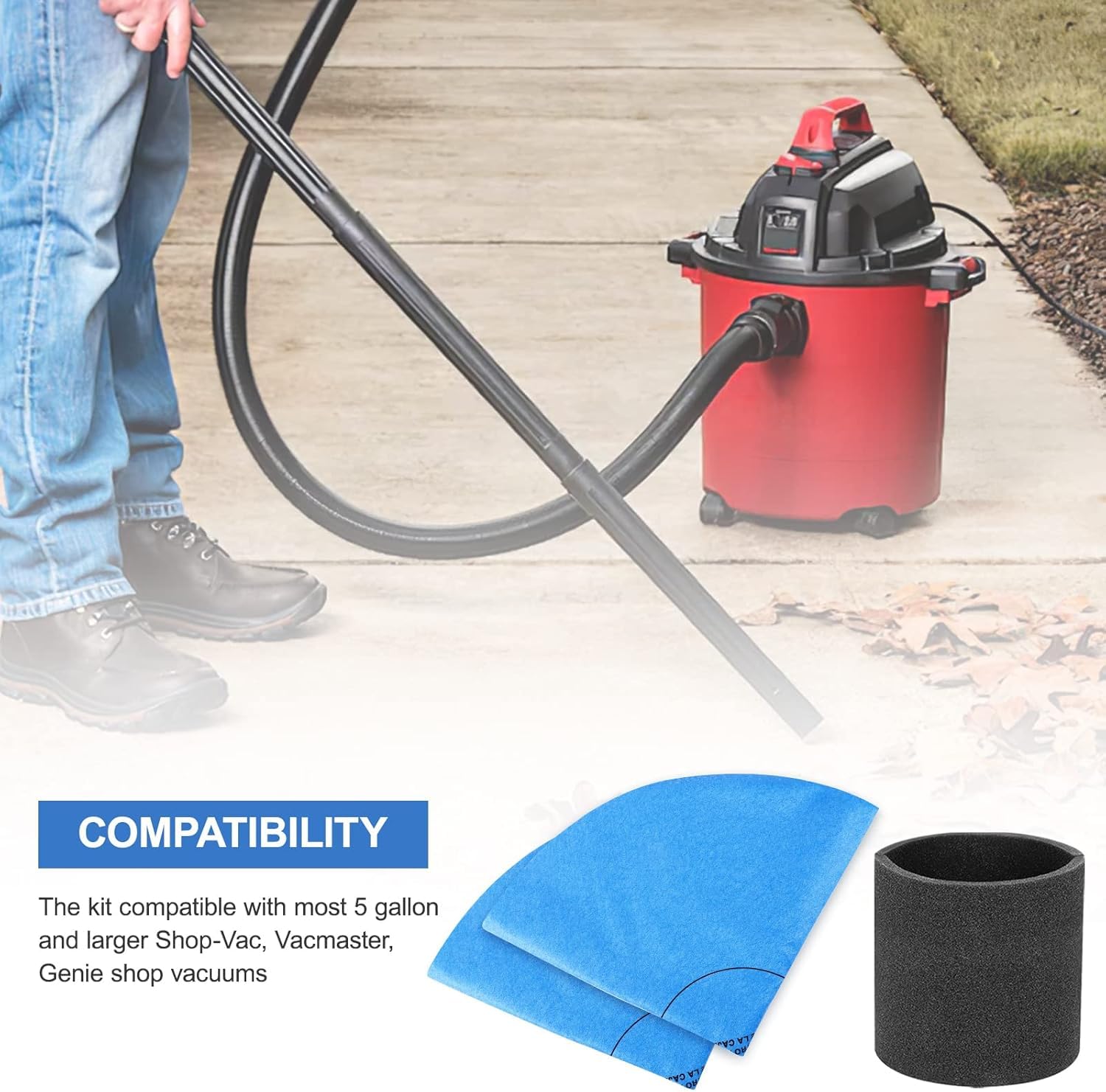 Keepow Vf2002 Reusable Dry Vac Filters For Most Shop Vac Macs 200D Ss11 450, Vacmaster Vacuum Cleaners, Part# 9010700, 9013700 (