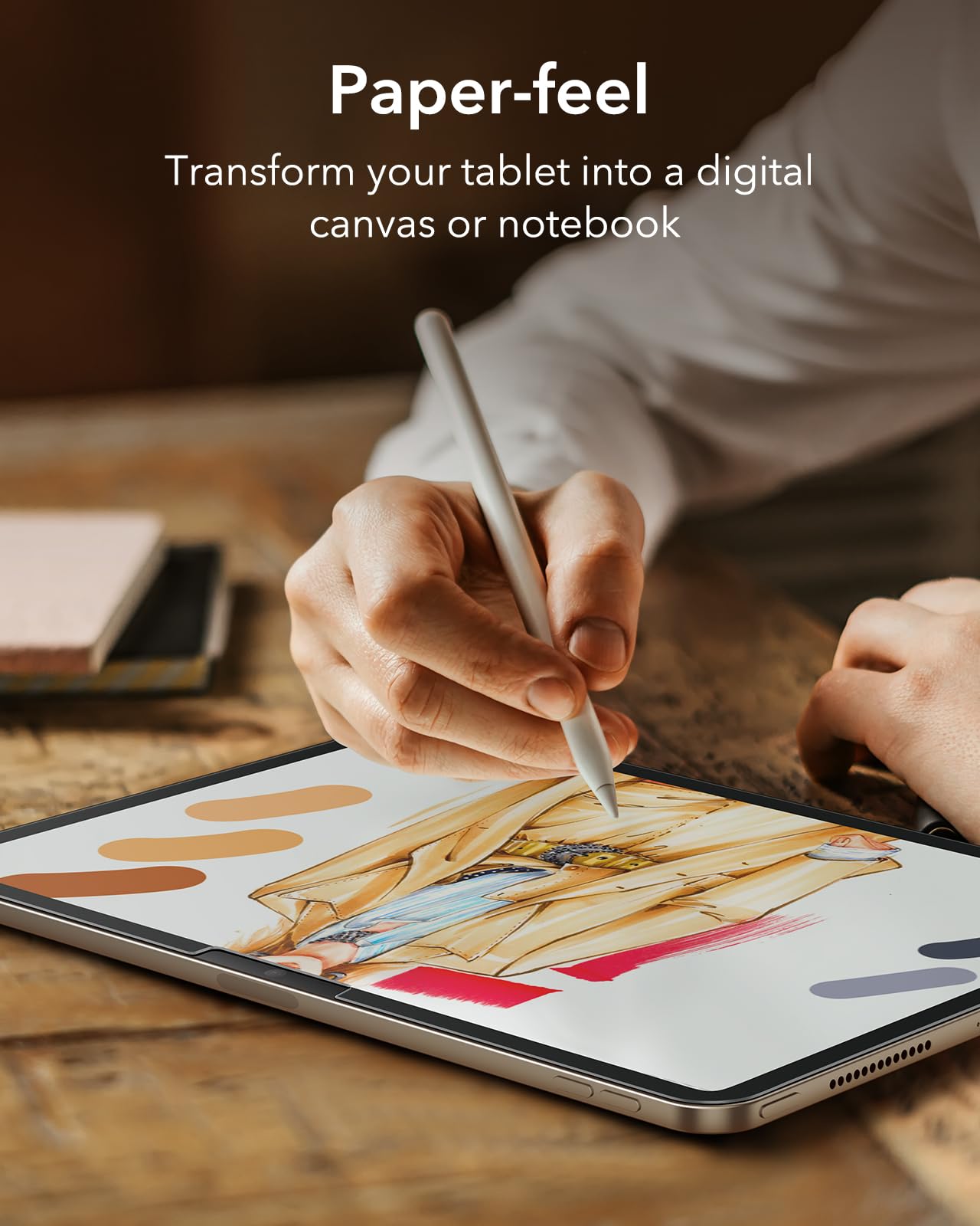 Esr 2 Pack Paper Feel Screen Protector For Ipad Air 11 Inch M3/M2 (7Th/6Th Generation, 2025/2024), Write And Draw Like On Paper, Scratch Protection With Easy Application Tray, Thin And Responsive