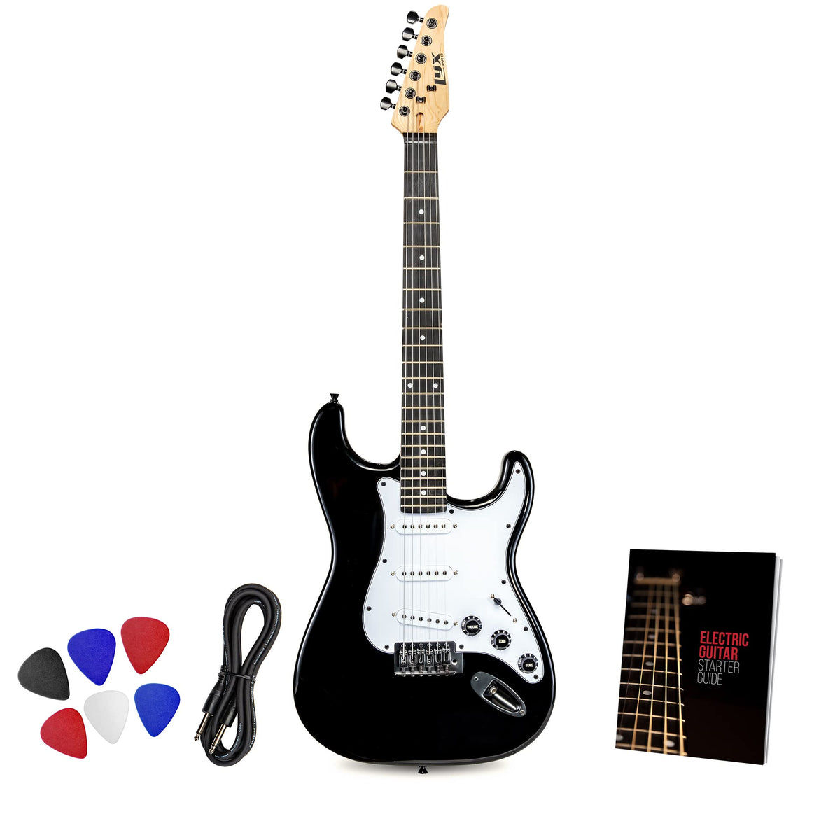 Lyxpro Cs 39� Electric Guitar Kit For Beginner, Intermediate & Pro Players With Guitar, Amp Cable, 6 Picks & Learner�S Guide | Solid Wood Body, Volume/Tone Controls, 5 Way Pickup   Black