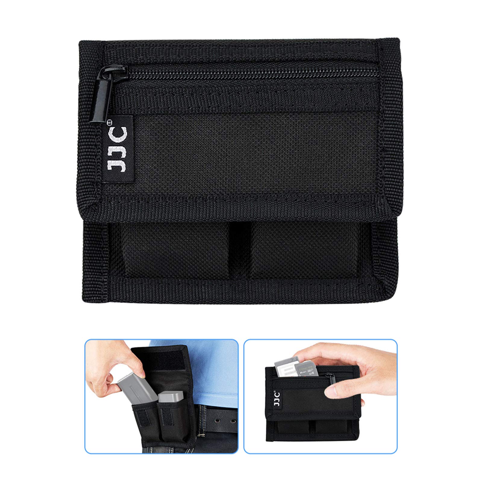 (3 Pockets) Dslr Battery And Memory Card Holder Pouch,Camera Battery And Sd Cf Xqd Card Storage Case For Aa Battery And Lp E6 Lp