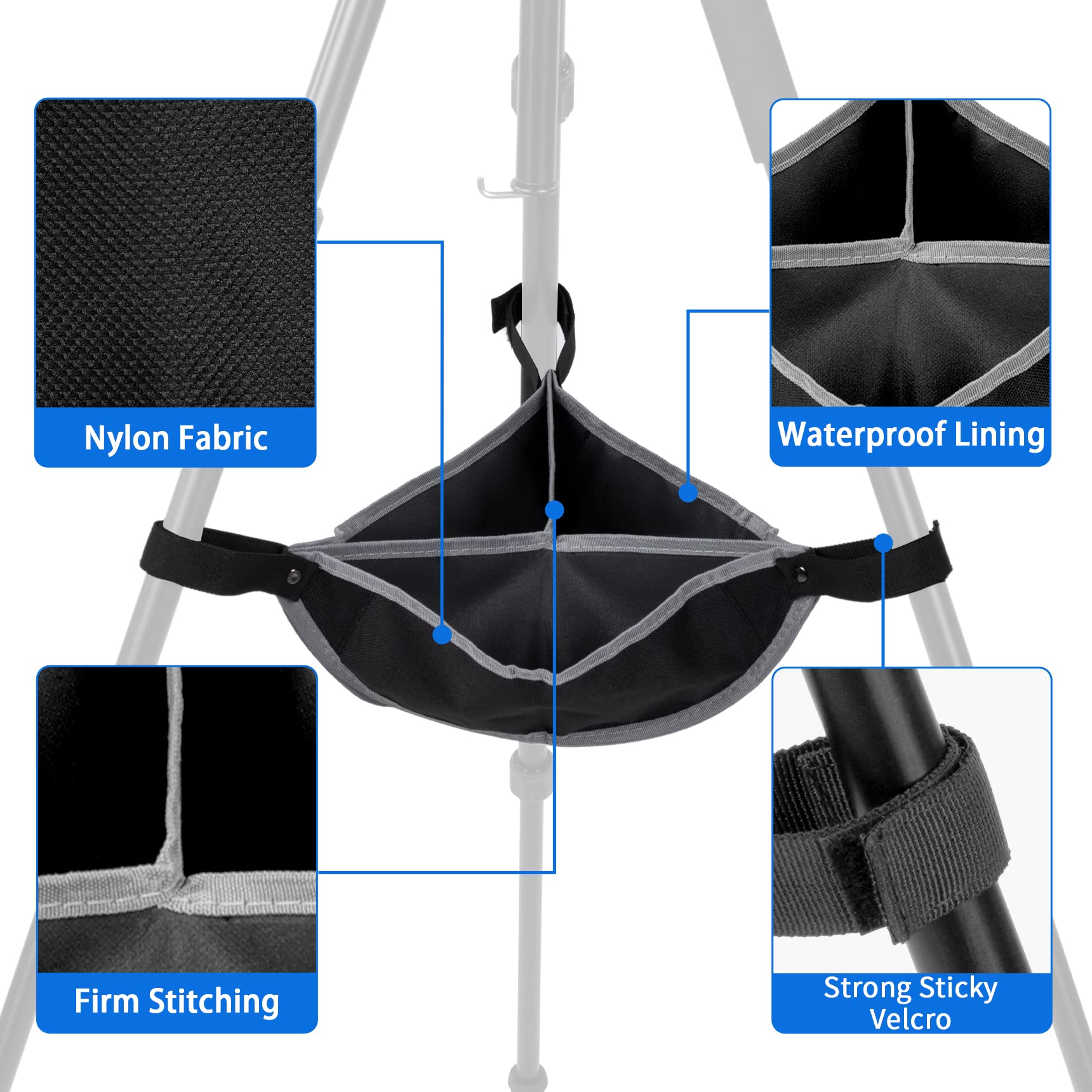 Selens Universal Tripod Weight Stone Bag Portable Outdoor Heavy Duty Sandbag Butler Pouch To Light Stand Legs Grey