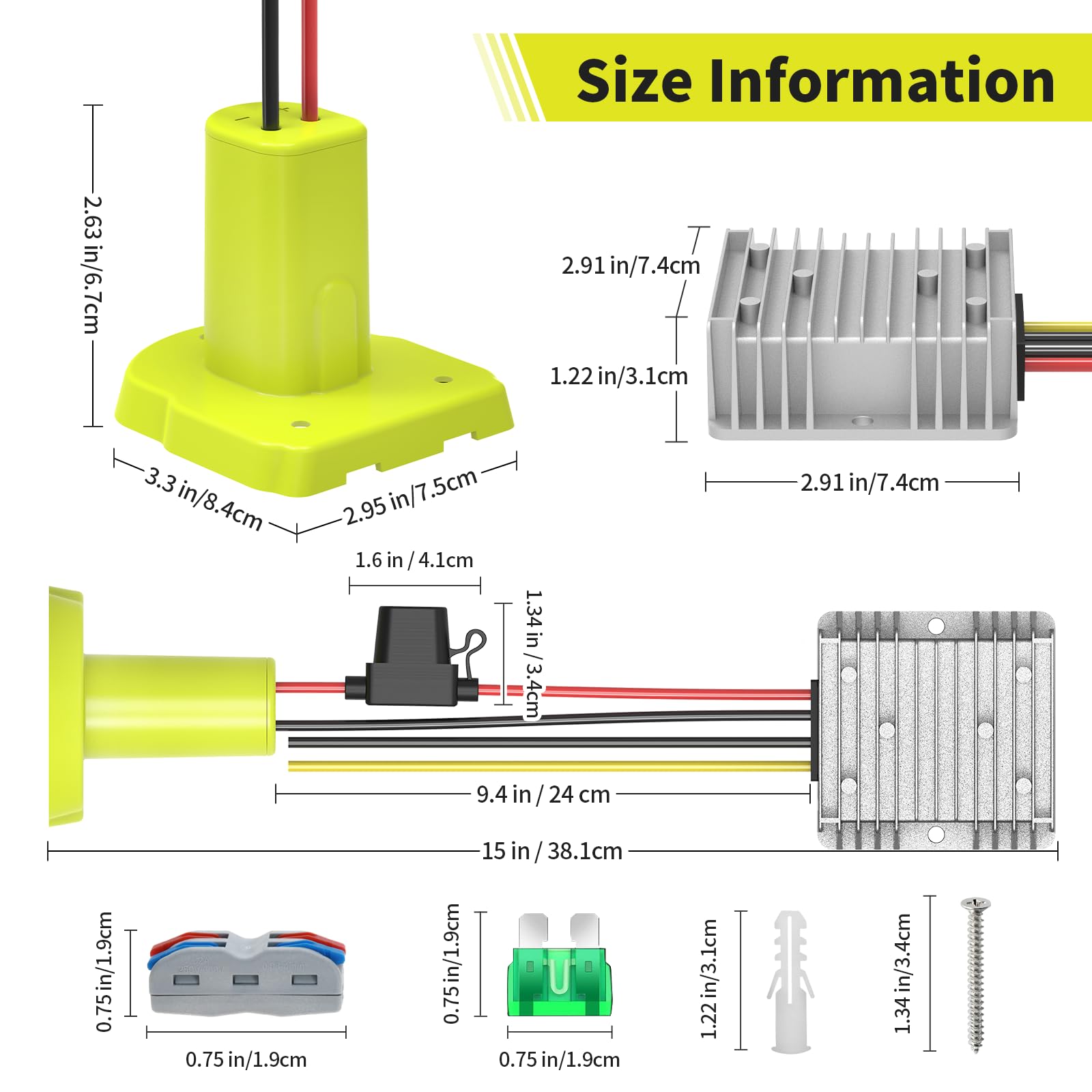 Kzreect 18V To 12V Step Down Converter Compatible With Ryobi 18V Battery, 240W 12V/20A Dc Buck Converter For Power Wheel Battery