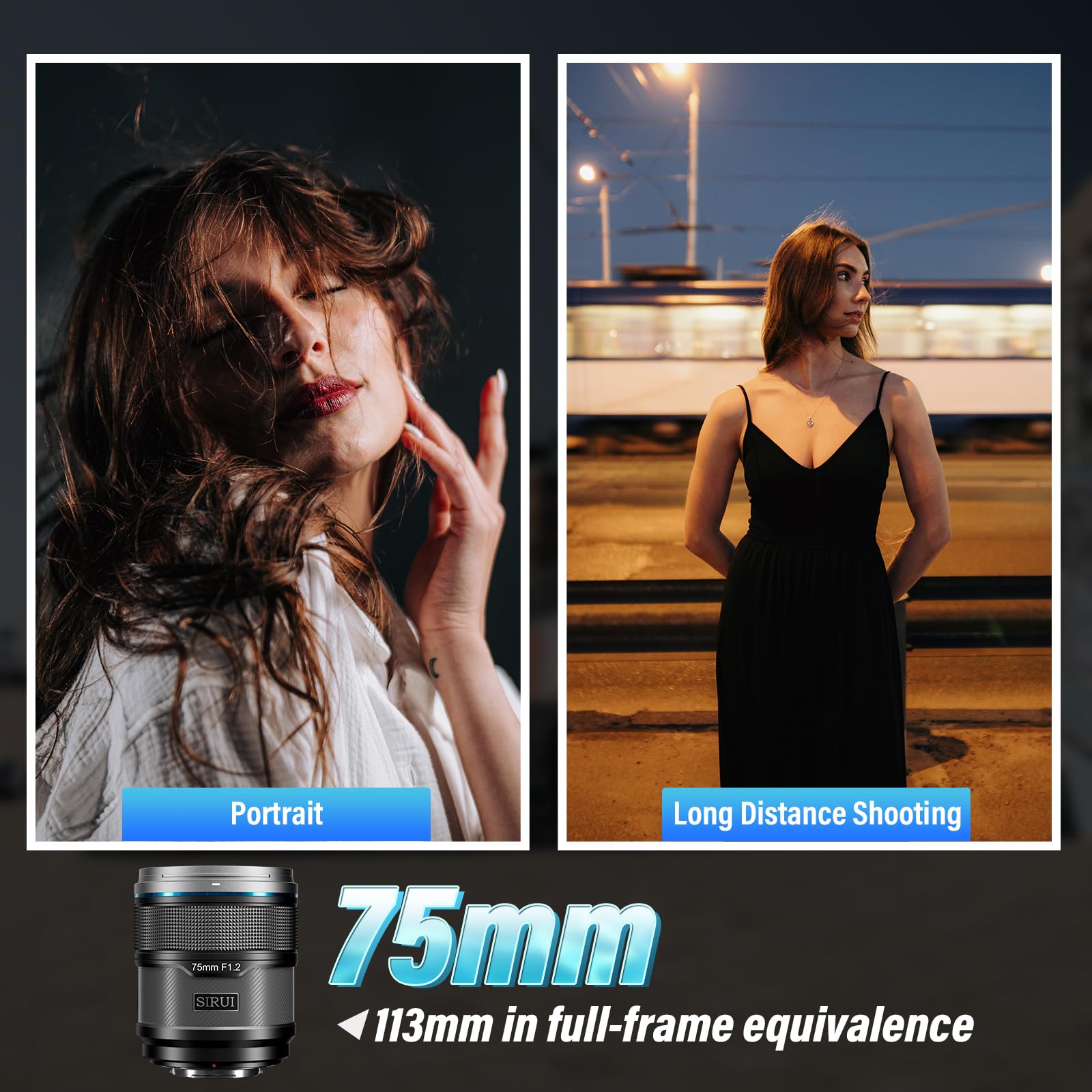 Sirui Sniper 75Mm Autofocus Lens, F1.2 Telephoto Aps C Camera Lens For A5, A6, Fx30, Zv E10 (E Mount, Black)