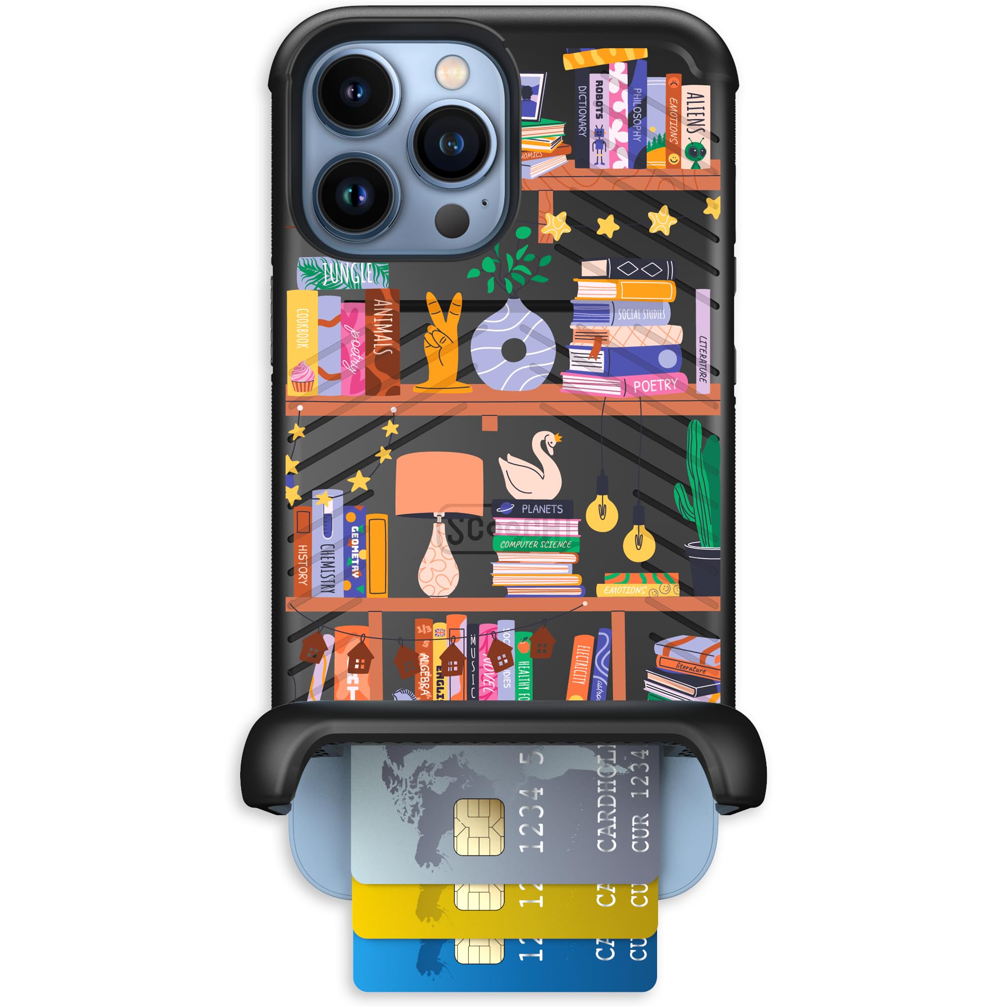 Scooch for iPhone 13 Pro Max Case with Card Holder, Wingmate Wallet Case with Hidden Card Slot and RFID Protection, Holds 3 to 4