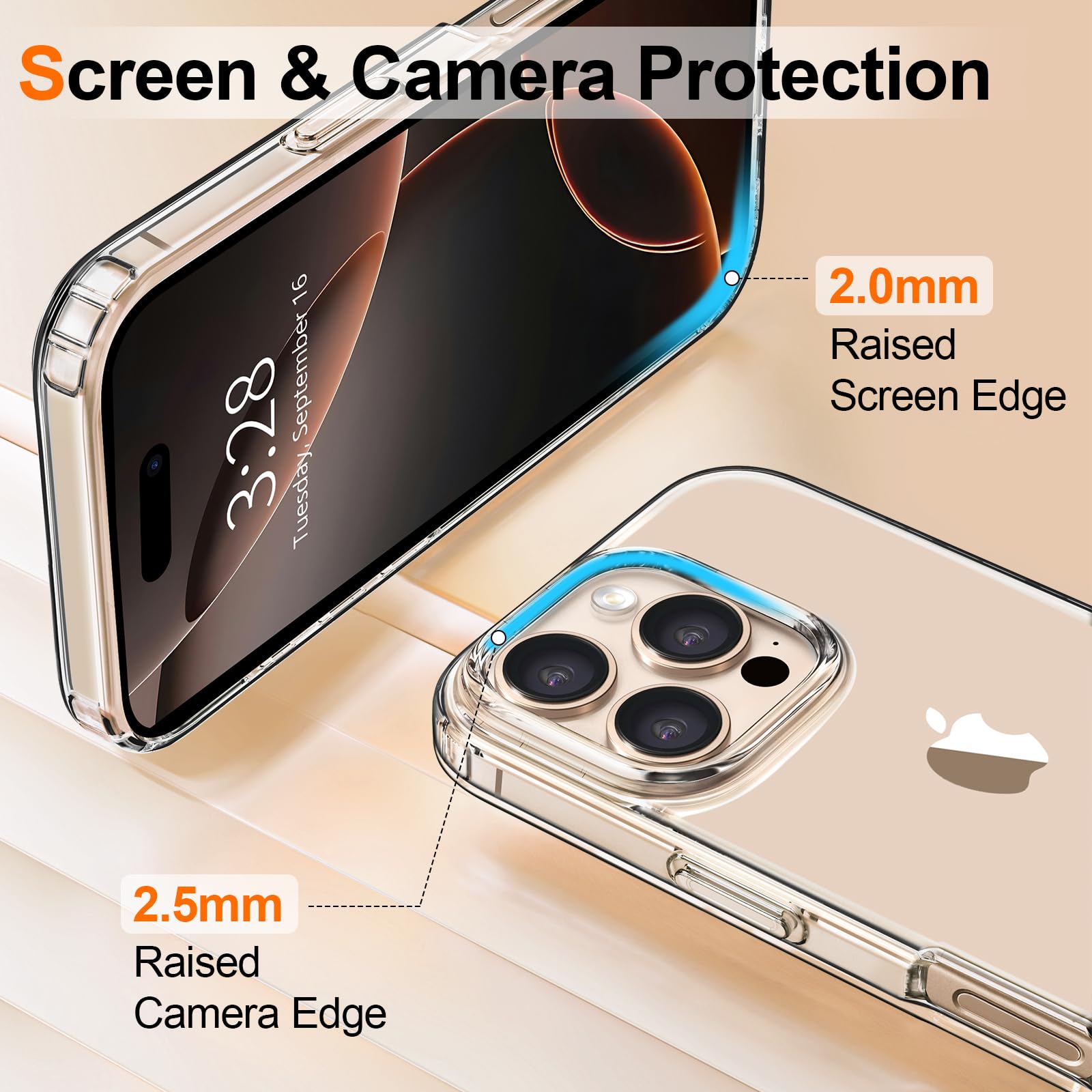 Hython Case For Iphone 16 Pro Max Case Clear, Anti Scratch & Non Slip Soft Tpu Thin Slim Fit Transparent Shockproof Protective P