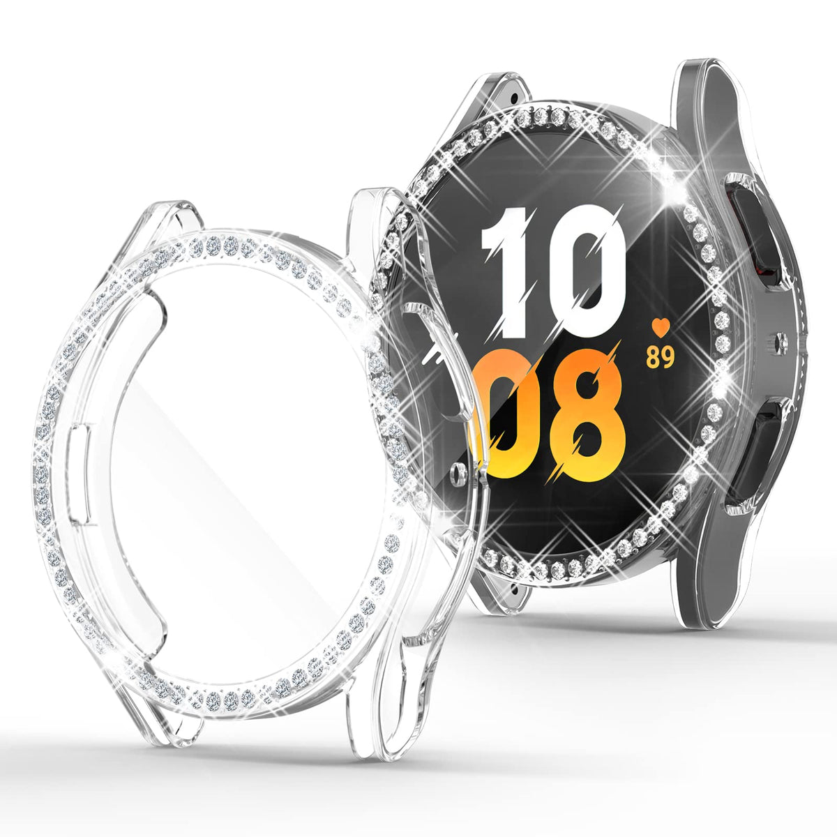 [2 Pack] Richone Compatible With Samsung Galaxy Watch 5/Galaxy Watch 4 44Mm Screen Protector Case, Bling Diamonds All Around Pro