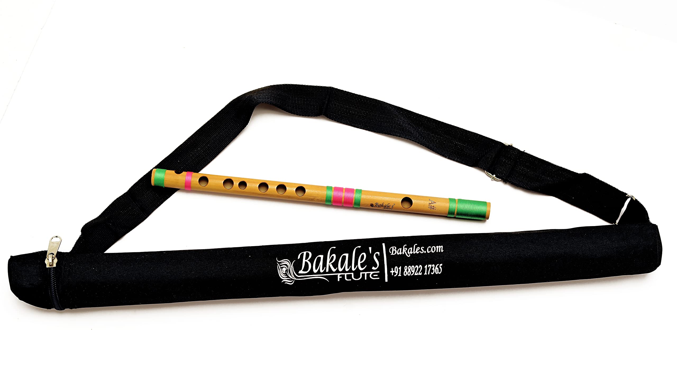 Bakale Flutes A# Medium Bansuri Flute Left Handed 13 Inch 440Hz