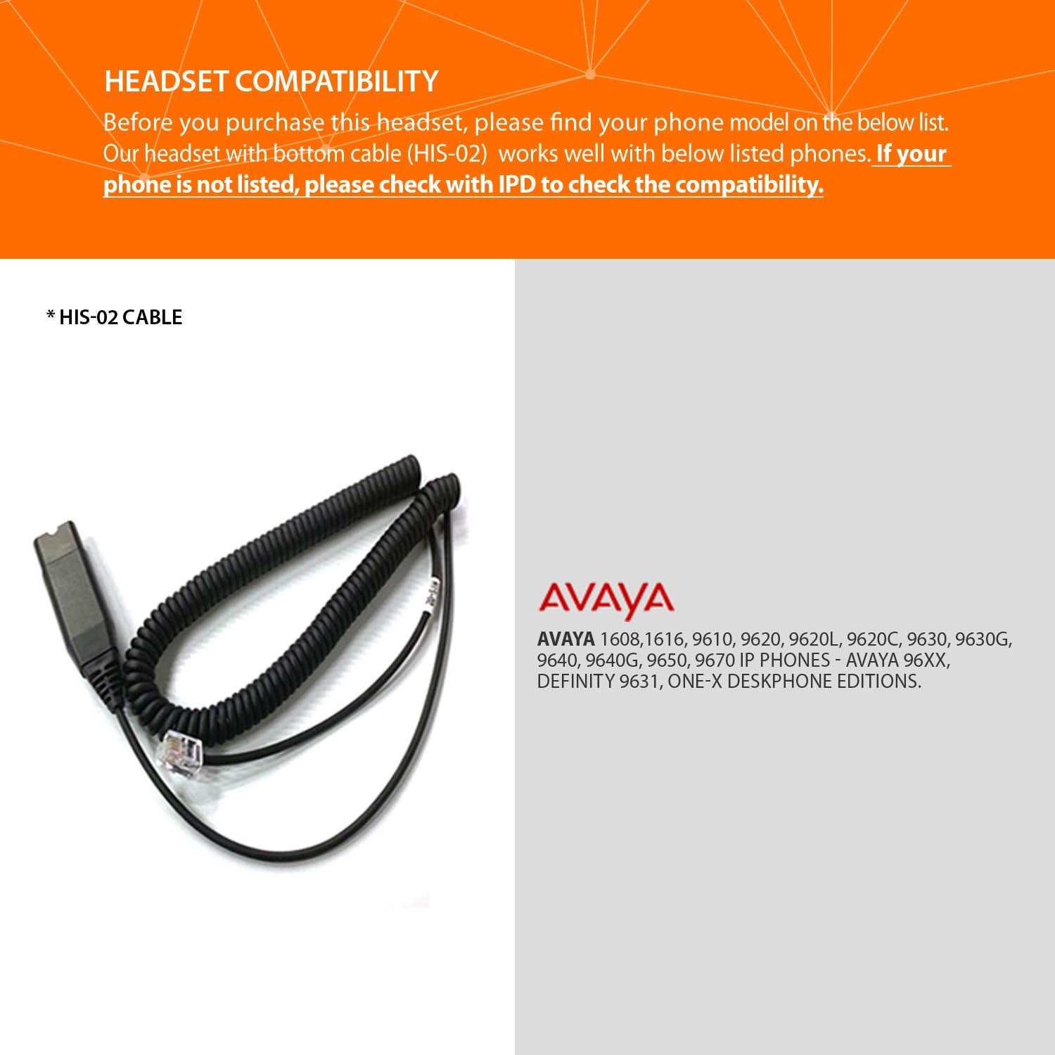 Ipd Iph 255 Phone Headset With Noise Cancelling Microphone For Office And Call Center Compatible With Avaya 1608 1616 9601 9608