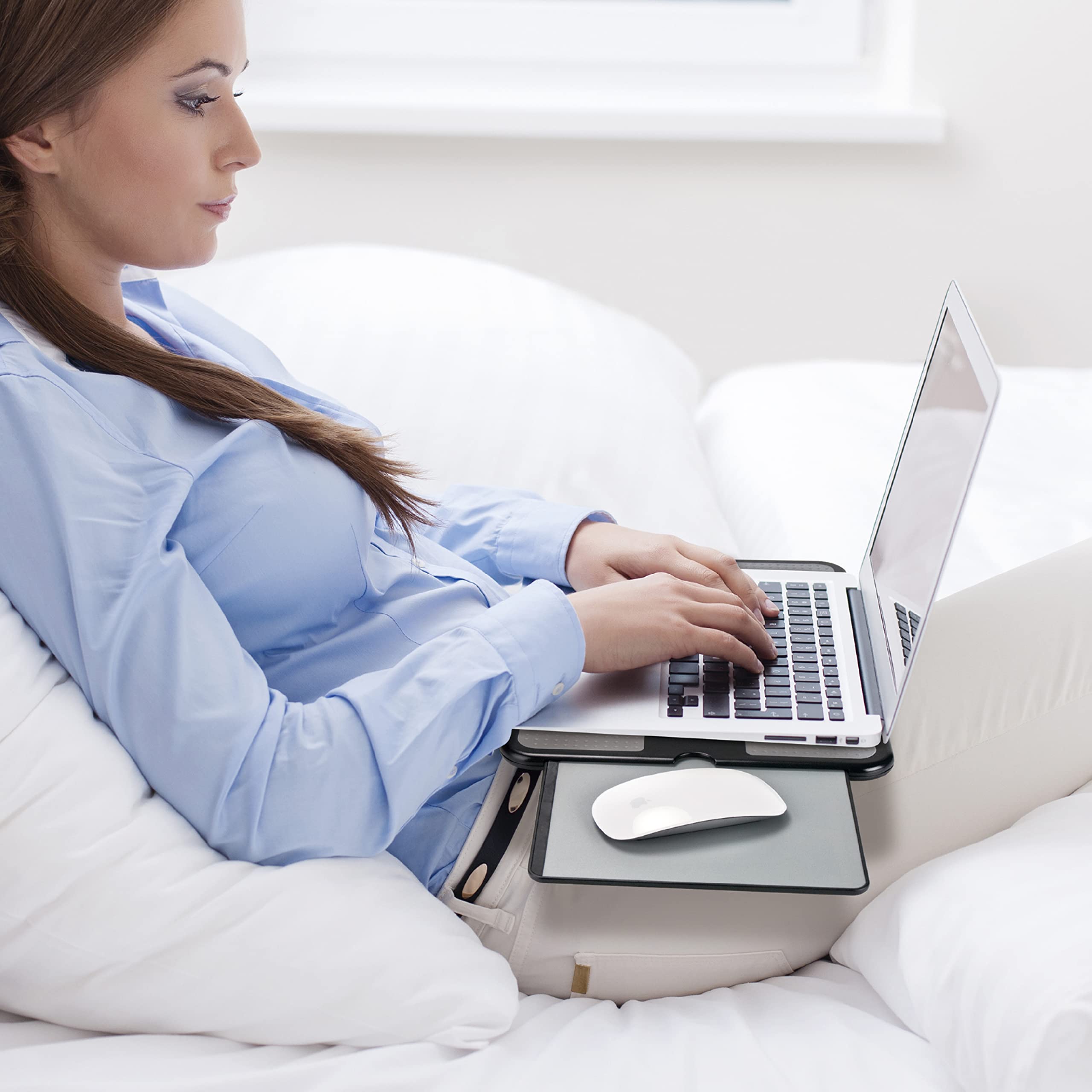 Eho Laptop Lap Pad   Laptop Stand Pad W Retractable Mouse Pad Tray, Anti Slip Heat Shield Tablet Notebook Computer Stand Table W