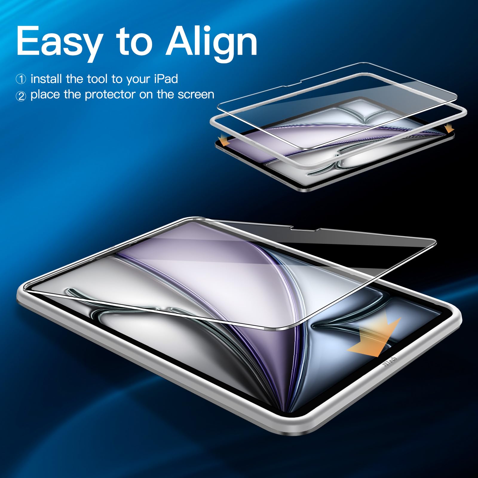 Jetech Screen Protector For Ipad Air 13 Inch M2 (2024) With Easy Installation Frame, Tempered Glass Film, Hd Clear, 2 Pack