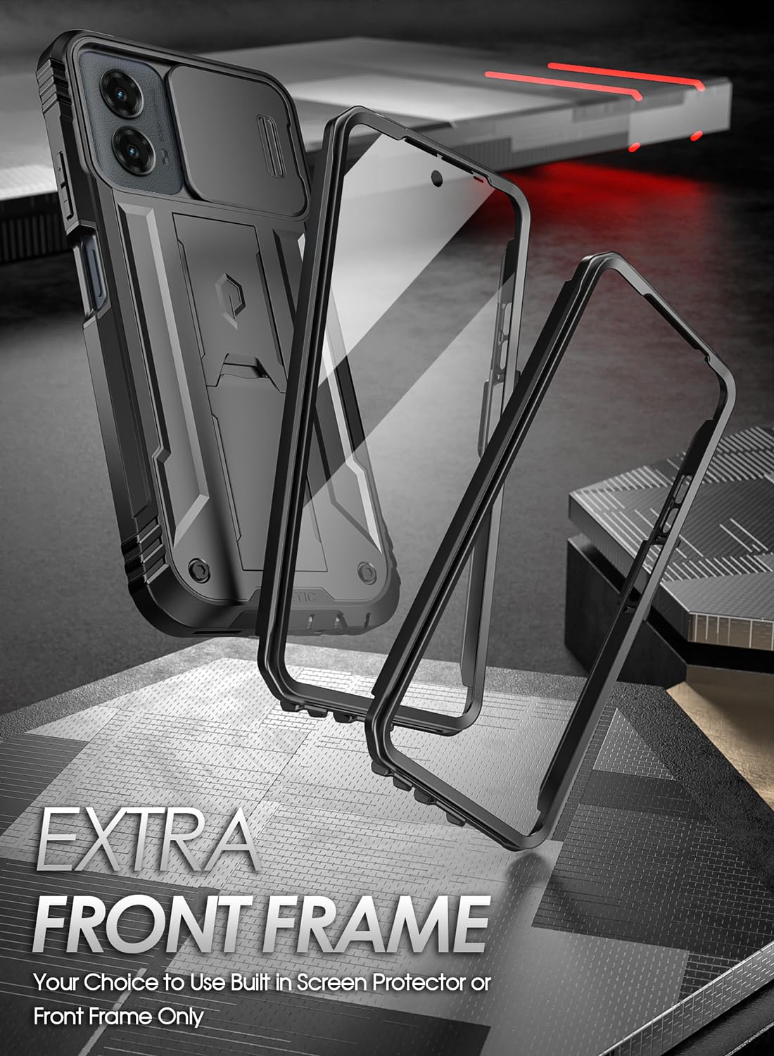 Poetic Revolution Case For Motorola Moto G 5G 2024, [Slide Camera Cover], Full Body Military Grade Rugged Shockproof Cover With