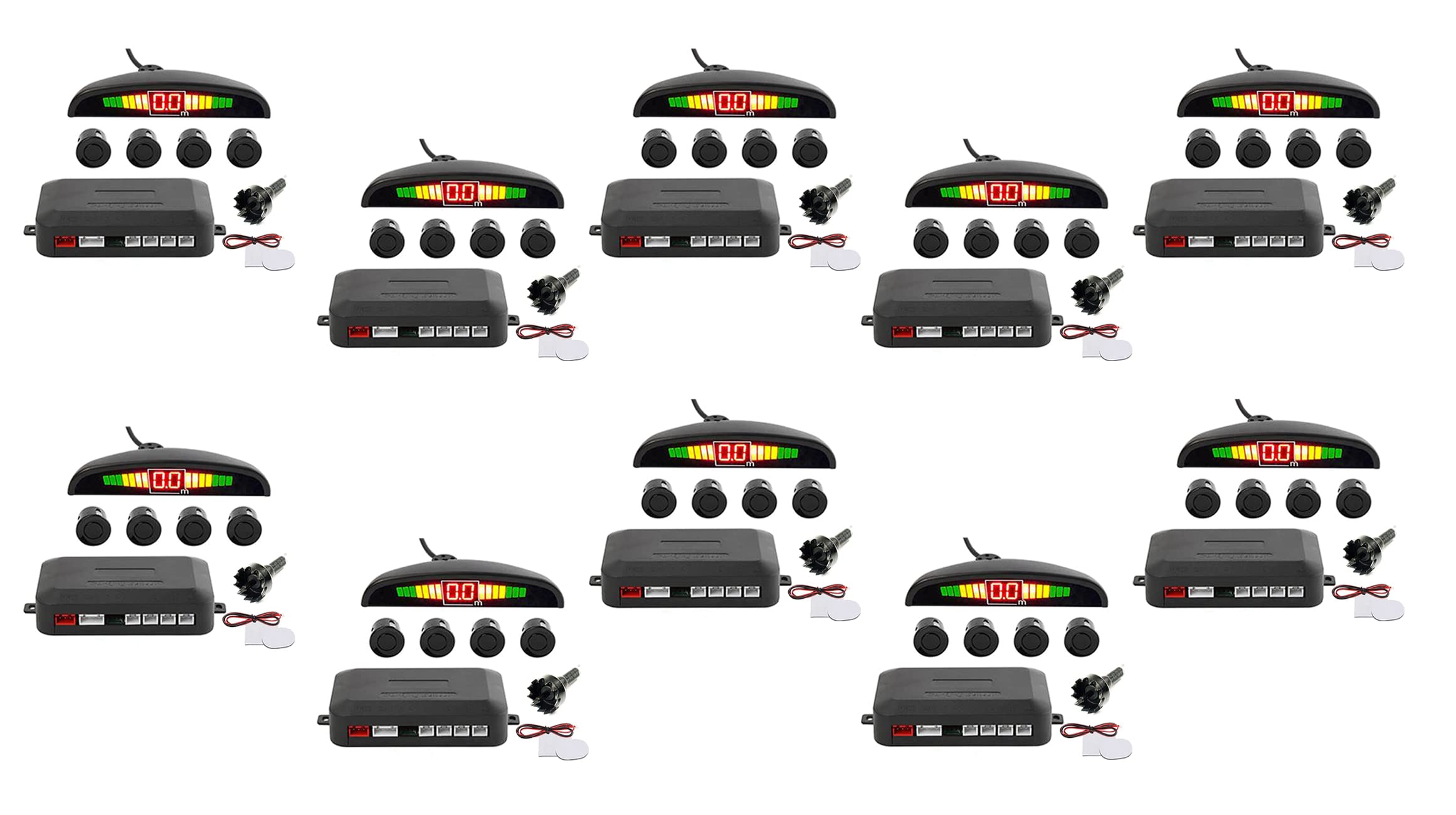 Zone Tech New 4 Parking Sensors Led Display Car Reverse Backup Radar System 10 Pack