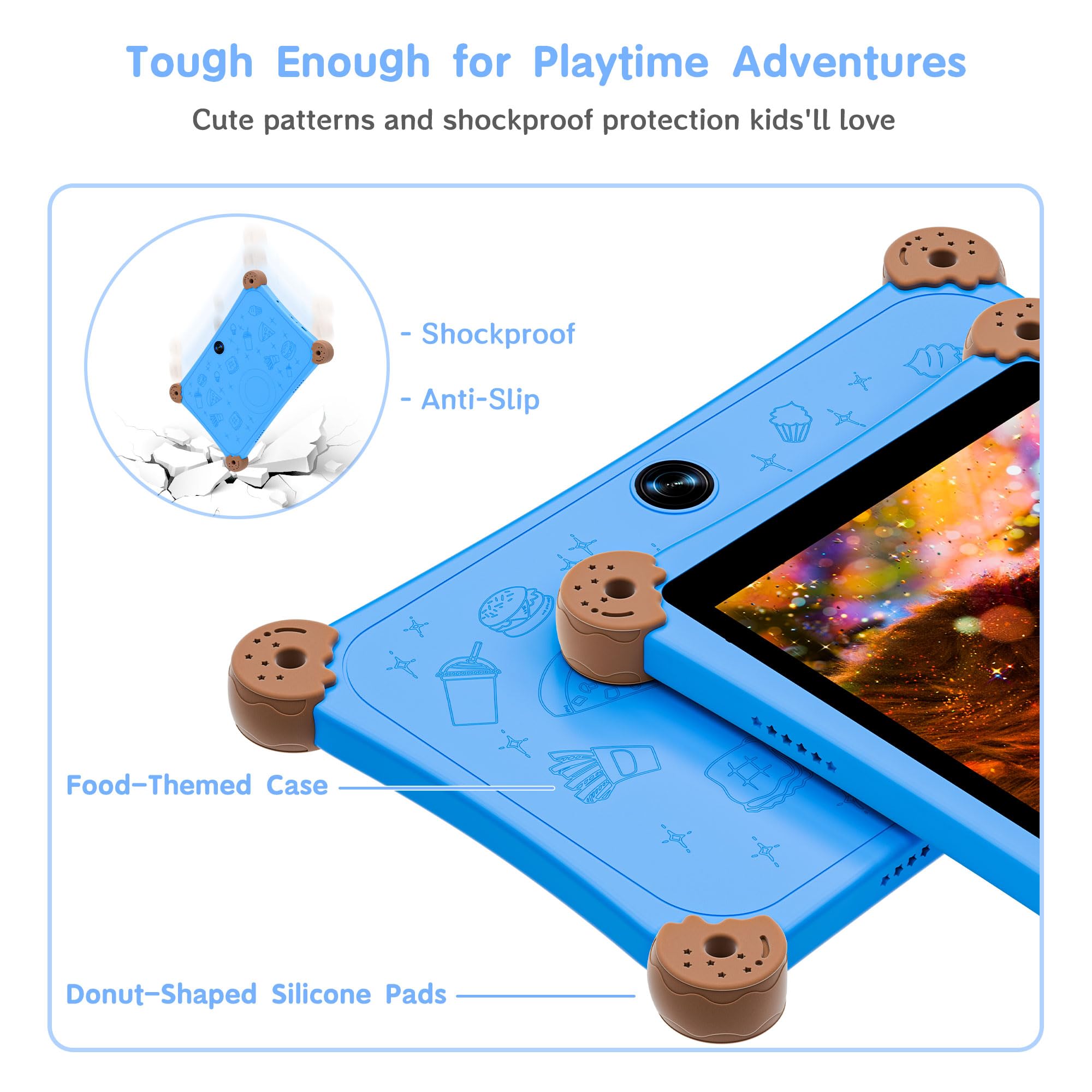 Topsand Kids Tablet, 8 Inch Android 13 Tablet For Kids 3 12 With Kidoz Preinstalled, 6Gb+32Gb Storage, Wifi 6, Quad Core, Parent