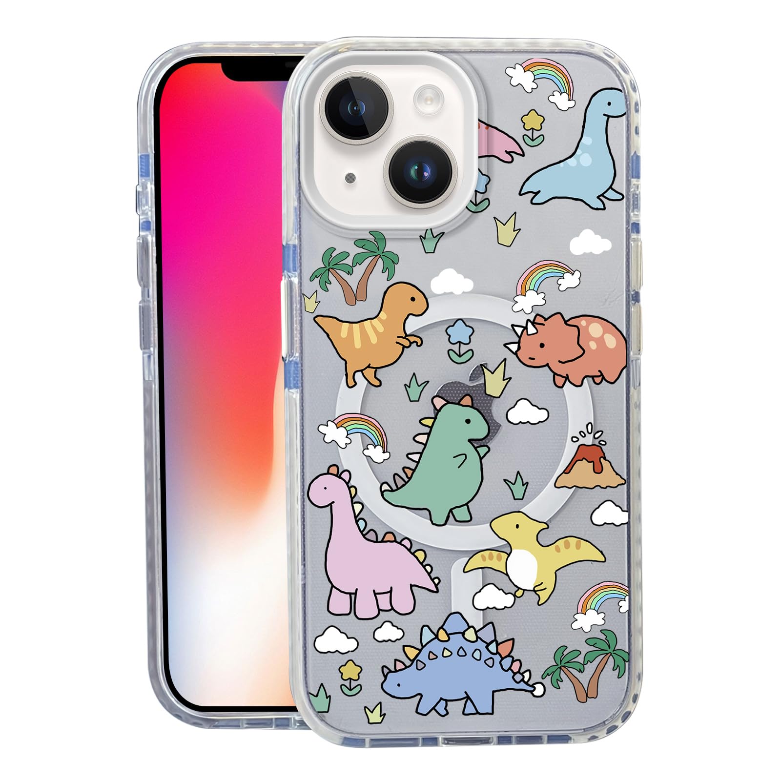 Nimeey Little Dinosaur for iPhone 13 Case,MagSafe Compatible,Matte Soft Slim Shockproof Cover,Anti-Fingerprint,Anti-Yellowing,An