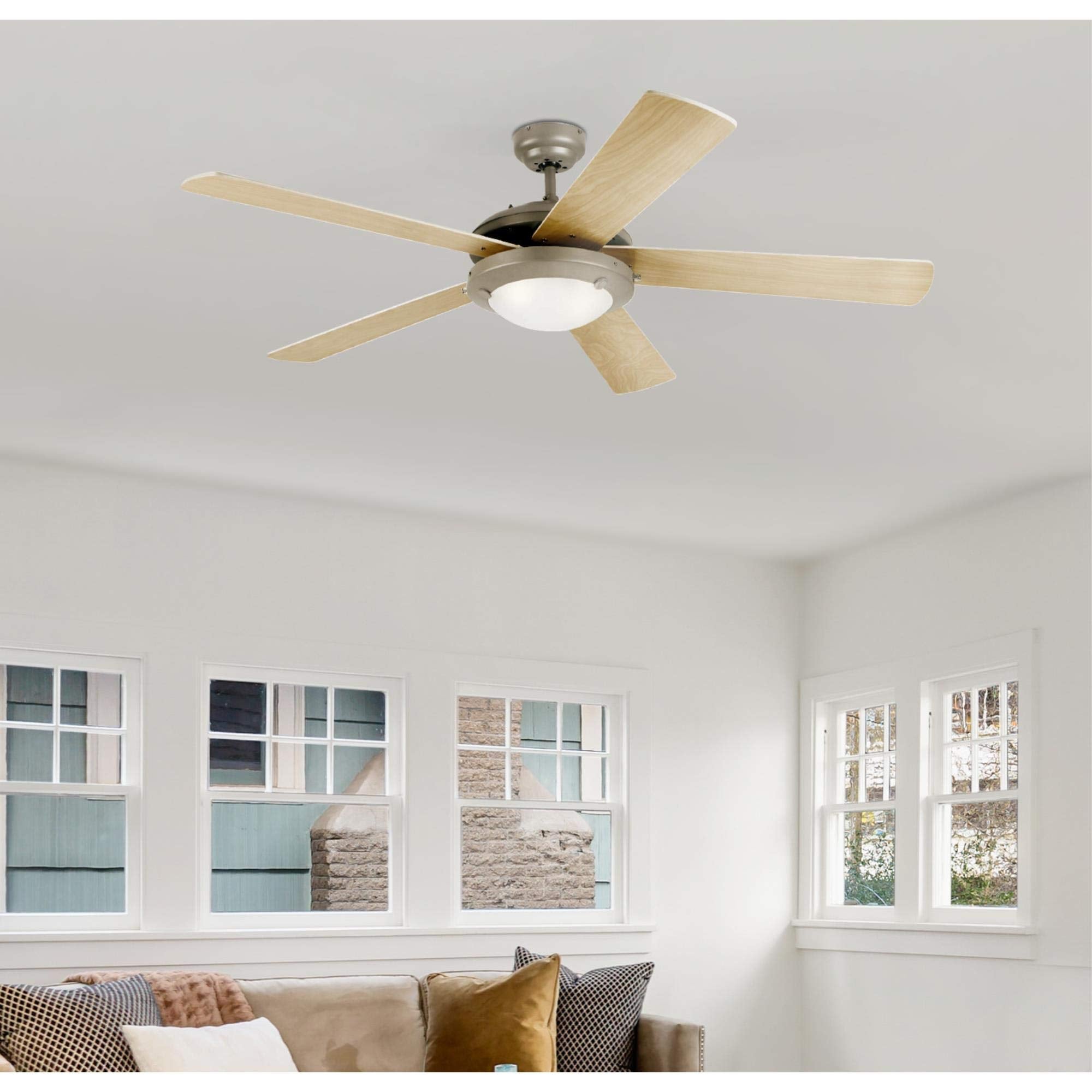 Westinghouse 7234100 Comet Indoor Ceiling Fan With Light, Brushed Pewter