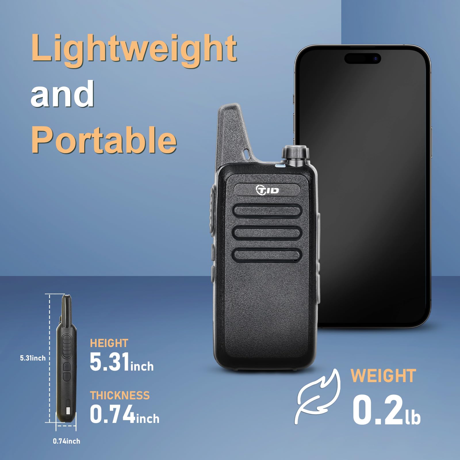 Tidradio Td M8S Walkie Talkies, Portable Frs Two Way Radios Rechargeable,Hands Free, Long Range, Rugged 2 Way Radios For Adults