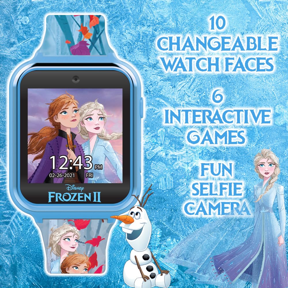 Frozen Ii Kids Smartwatch - Interactive Touchscreen With 10 Custom Watch Faces, Camera, Games, Alarm, Step Tracker & More - For