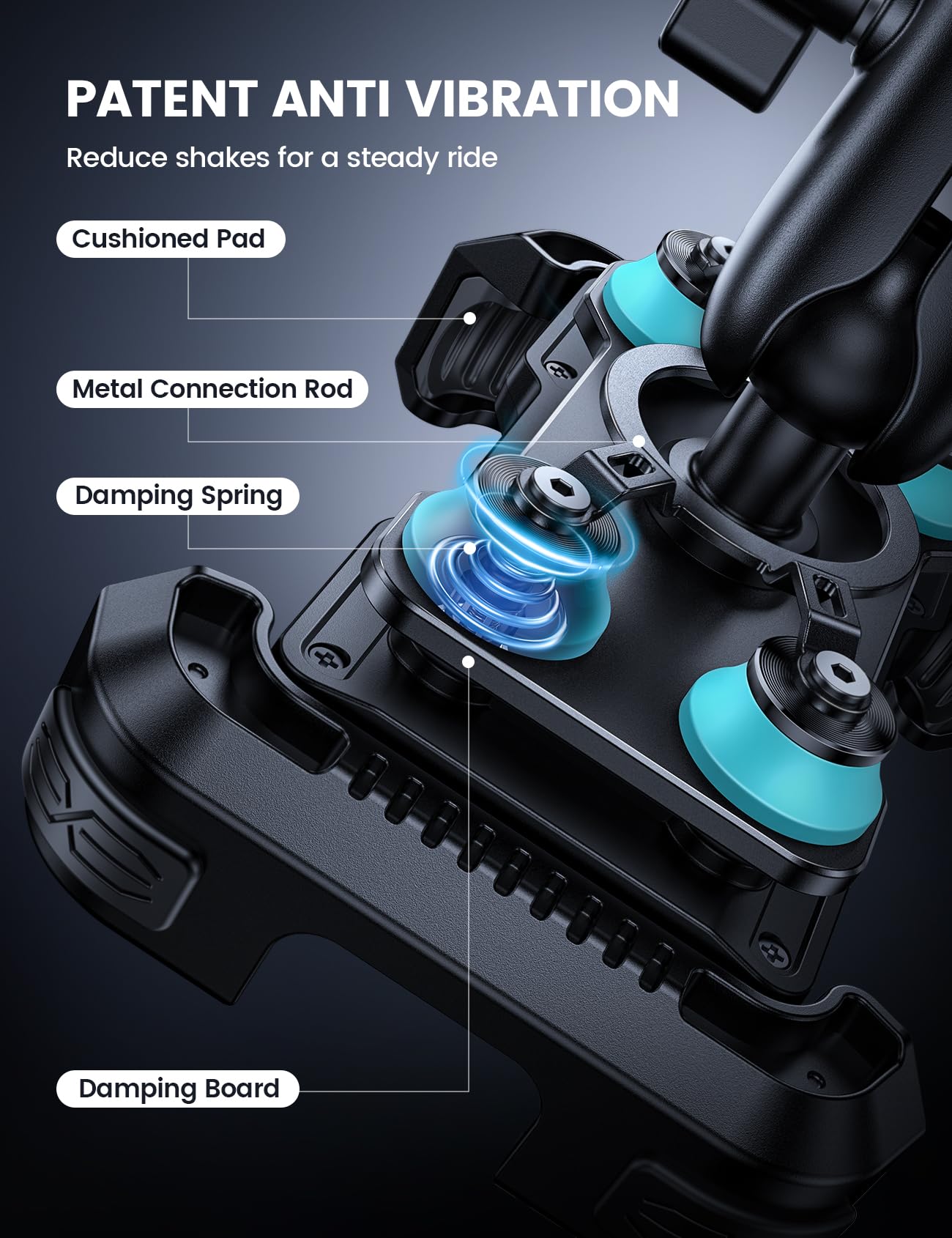 Lamicall Motorcycle Phone Mount Holder - [Dual Vibration Dampener] [Metal Adjustment Arm] Motorcycle Cell Phone Holder, Bike Han