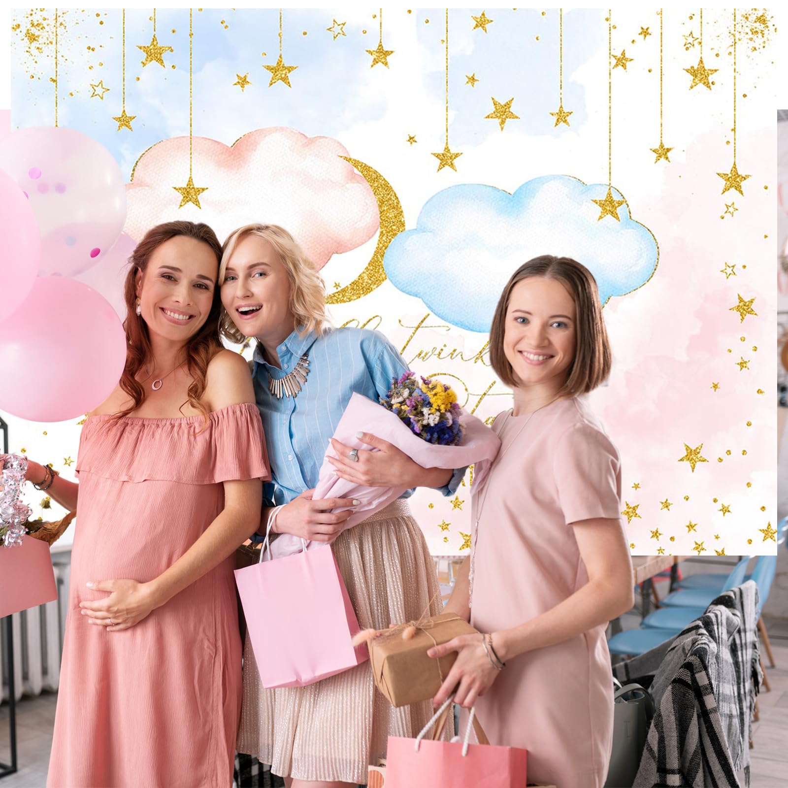 Avezano Twinkle Twinkle Little Star Gender Reveal Backdrop Boy Or Girl How We Wonder What You Are Party Background Decorations P