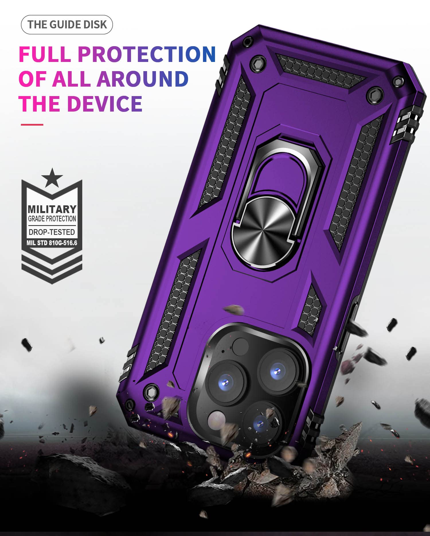 Addit Phone Case For Iphone 14 Pro Case Iphone 14 Pro Phone Case Woman, With Stand Ring, Support Magnet Car Mount, Military Grad