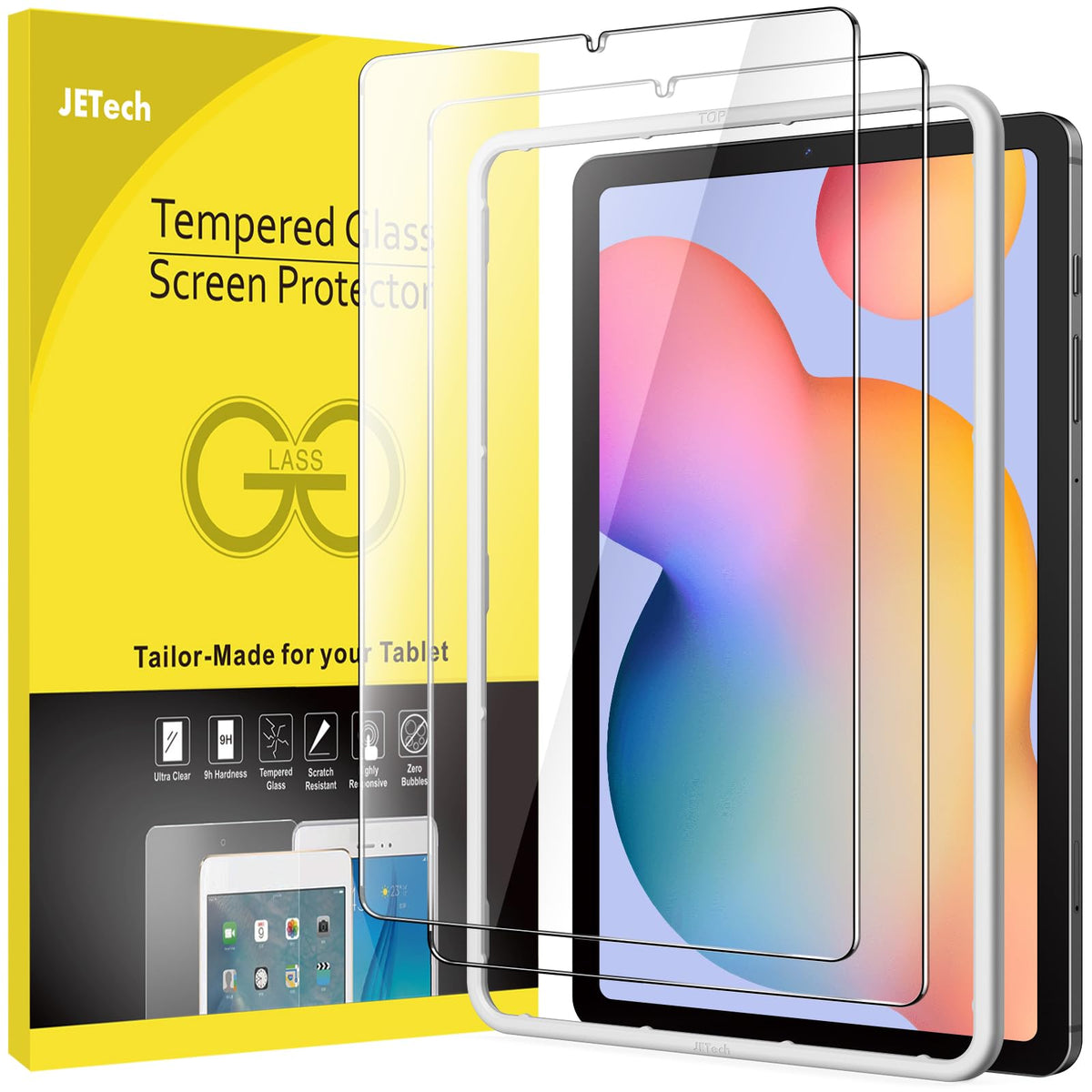 Jetech Screen Protector For Samsung Galaxy Tab S6 Lite (10.4 Inch, 2022/2020 Model) With Easy Installation Frame, 9H Tempered Gl