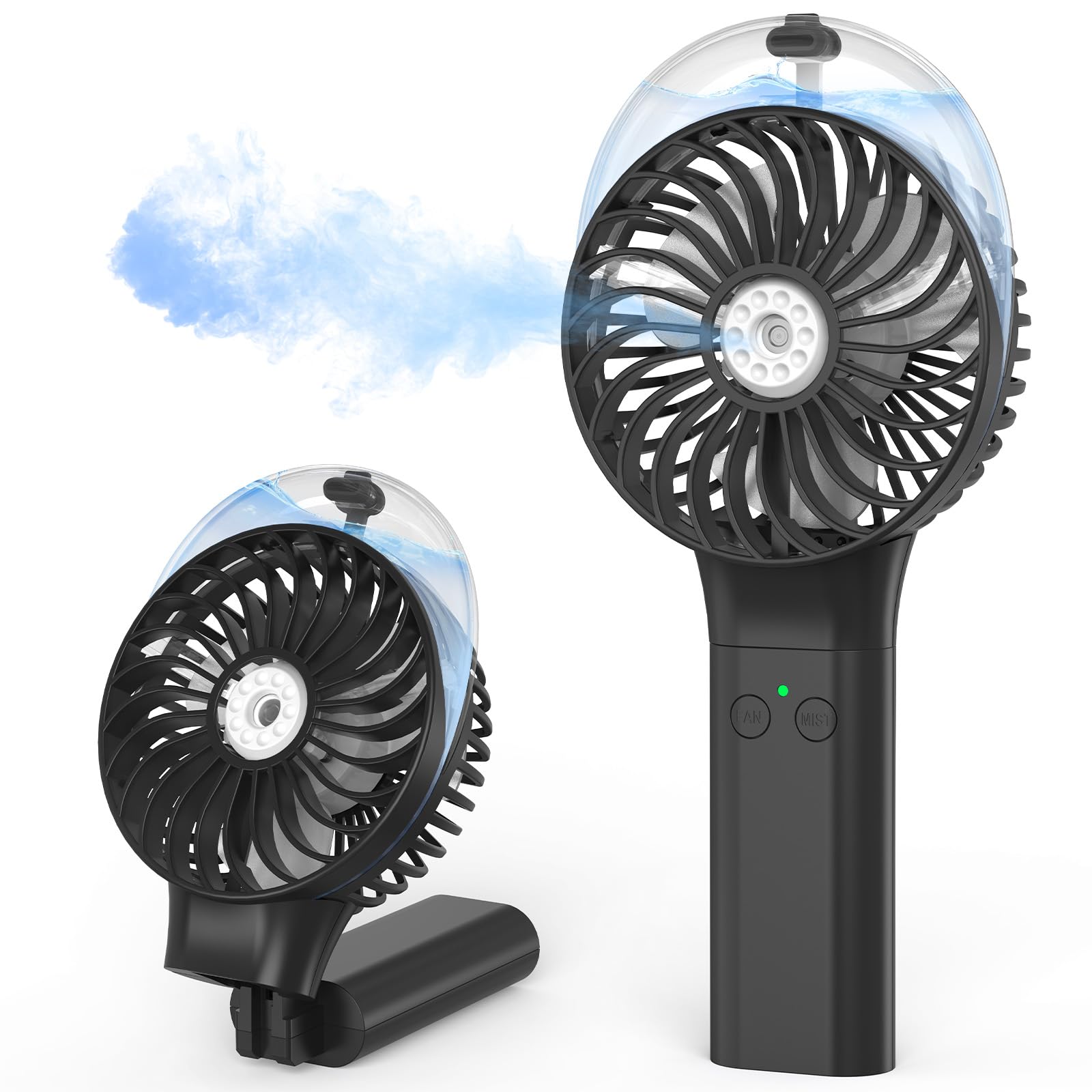PANERGY Handheld Misting Fan - Rechargeable Battery Operated,Handheld Personal Fan with Mist Spray, Electric Hand Fans, 180 Fold