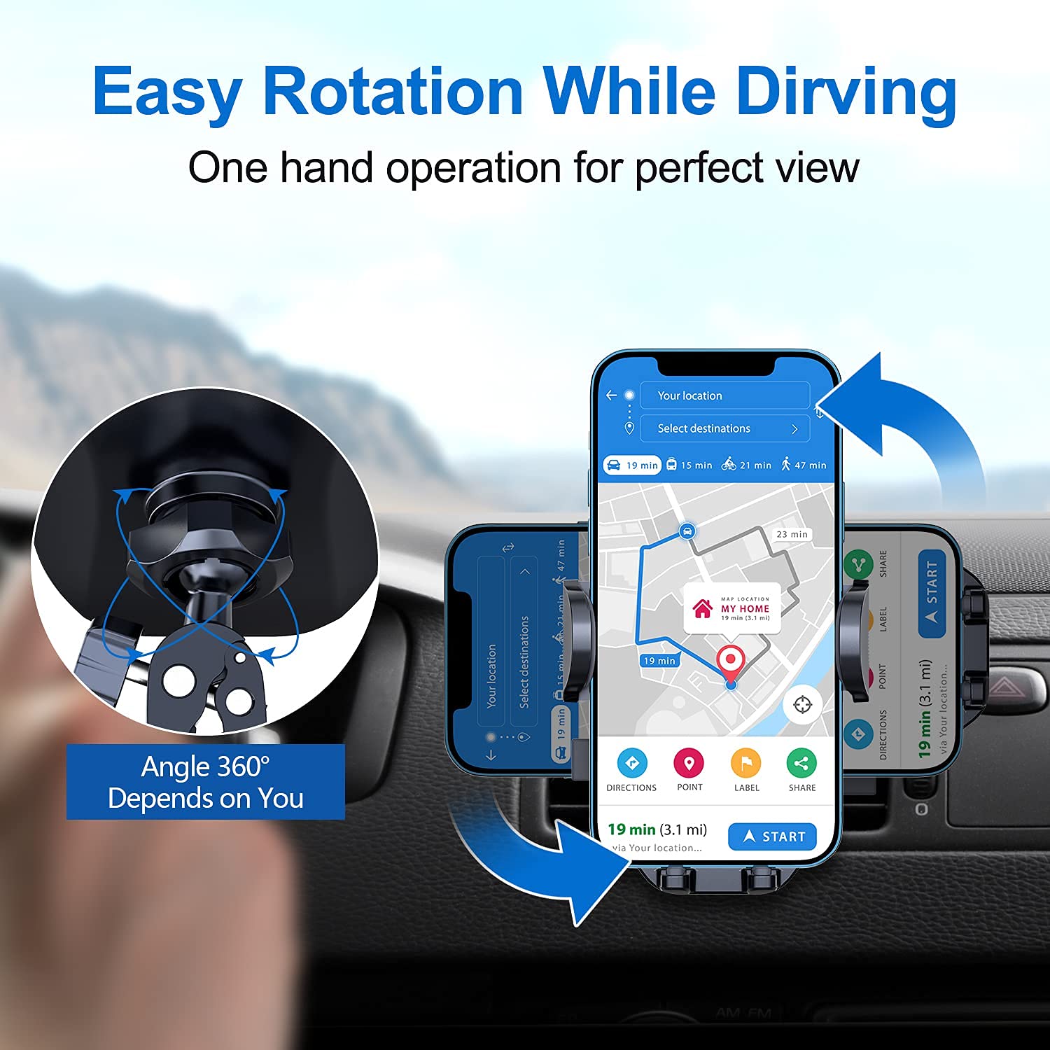 Vanva Universal Air Vent Car Mount, [ Big Phones & Thick Case Friendly ] Cell Phone Holder For Car Hands Free Clamp Cradle Vehicle Fit For All Apple (B1)