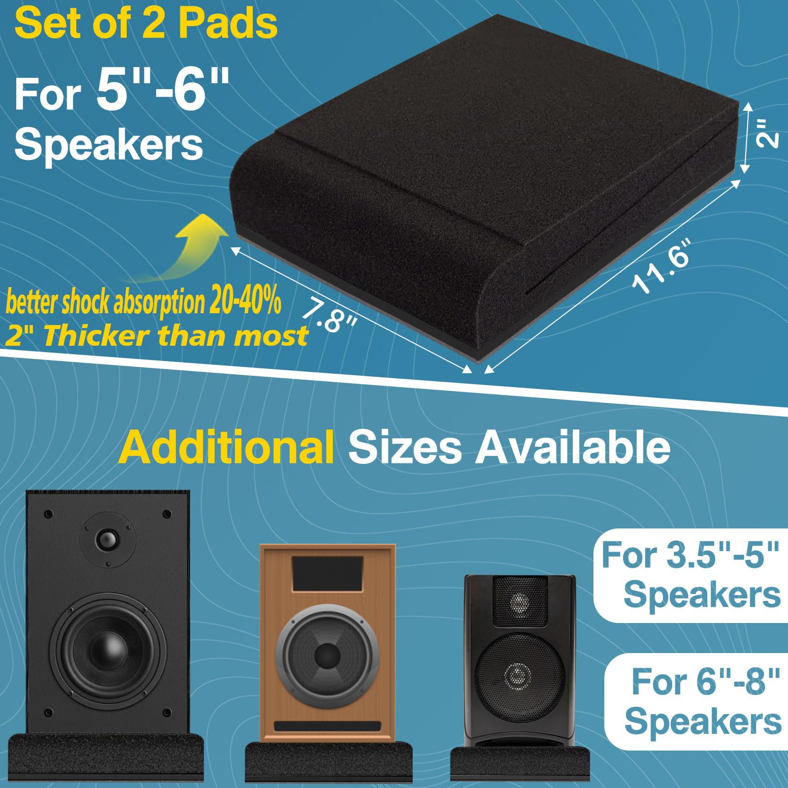 Qdvdq 2 Pack Speaker Isolation Pads, Innovative 3 Layer Construction, Subwoofer Isolation Pad, Studio Monitor Isolation Pads, Hi