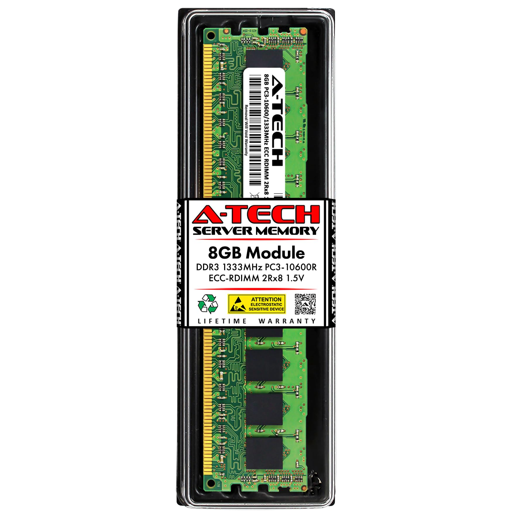 A Tech 8Gb Ddr3 1333Mhz Pc3 10600R Ecc Rdimm 2Rx8 Dual Rank 1.5V Ecc Registered Dimm 240 Pin Server Ram Memory Upgrade Module (A