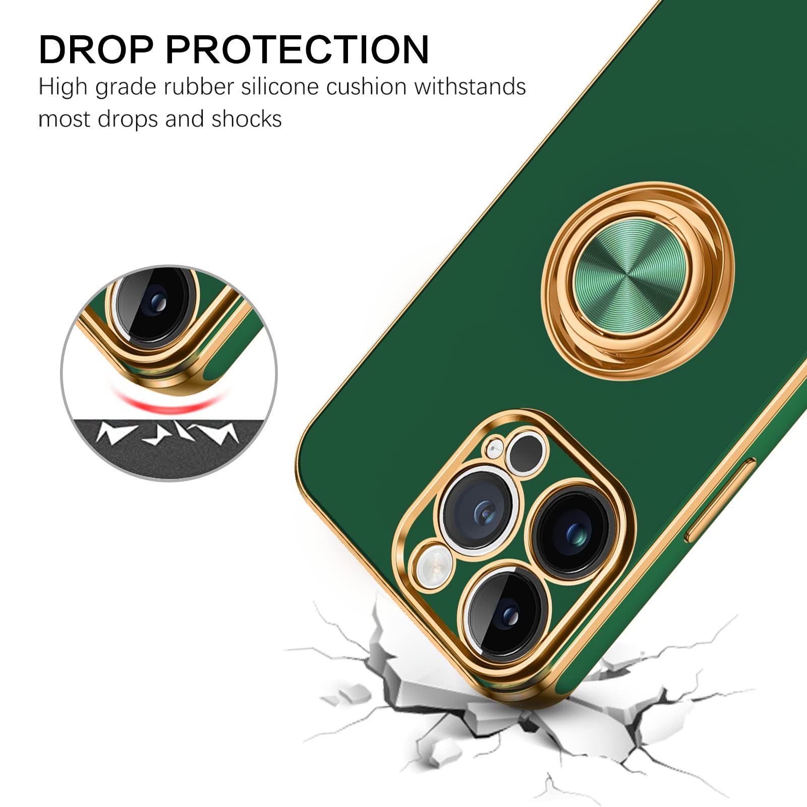 Bentoben For Iphone 14 Pro Case, Iphone 14 Pro Phone Case, Slim Fit 360 Ring Holder Shockproof Kickstand Magnetic Car Mount Supp