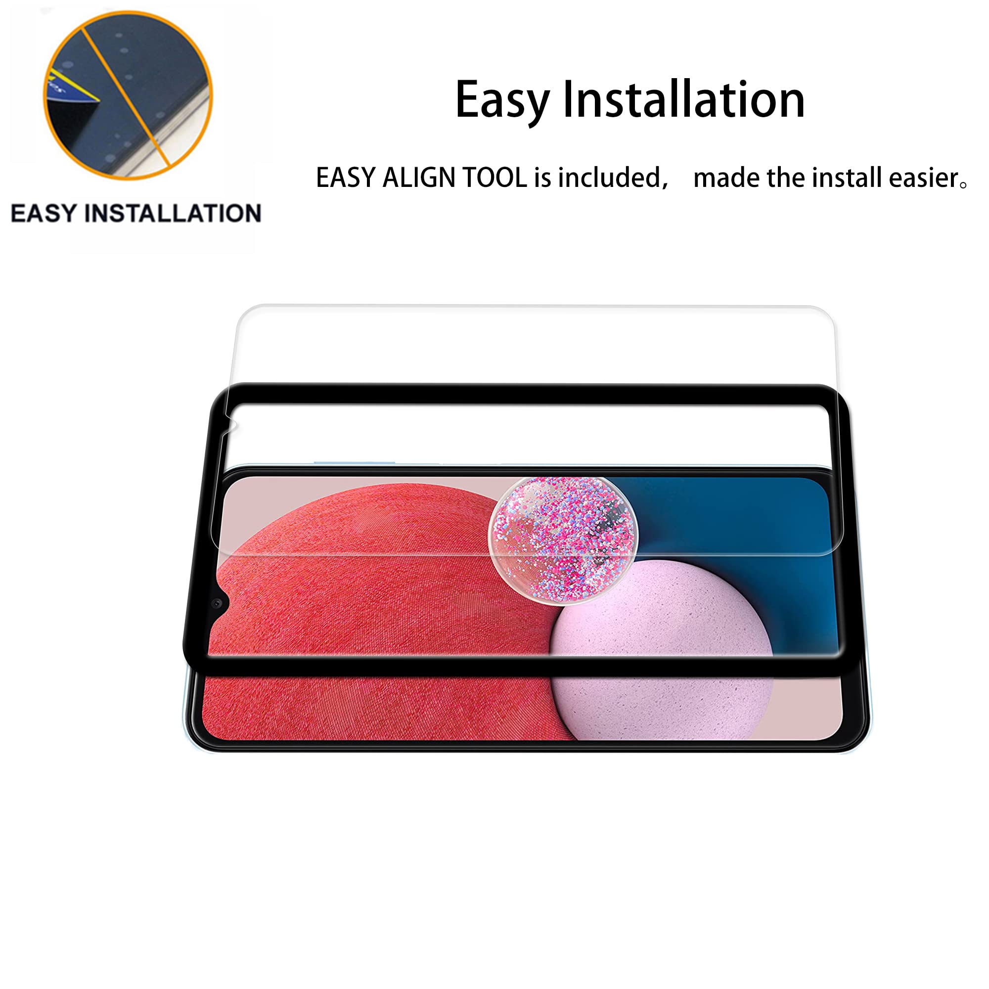 Hkkais Easy Alignment Frame Designed For Samsung Galaxy A13 5G Tempered Glass Screen Protector 2 Pack Camera Lens Protector Film