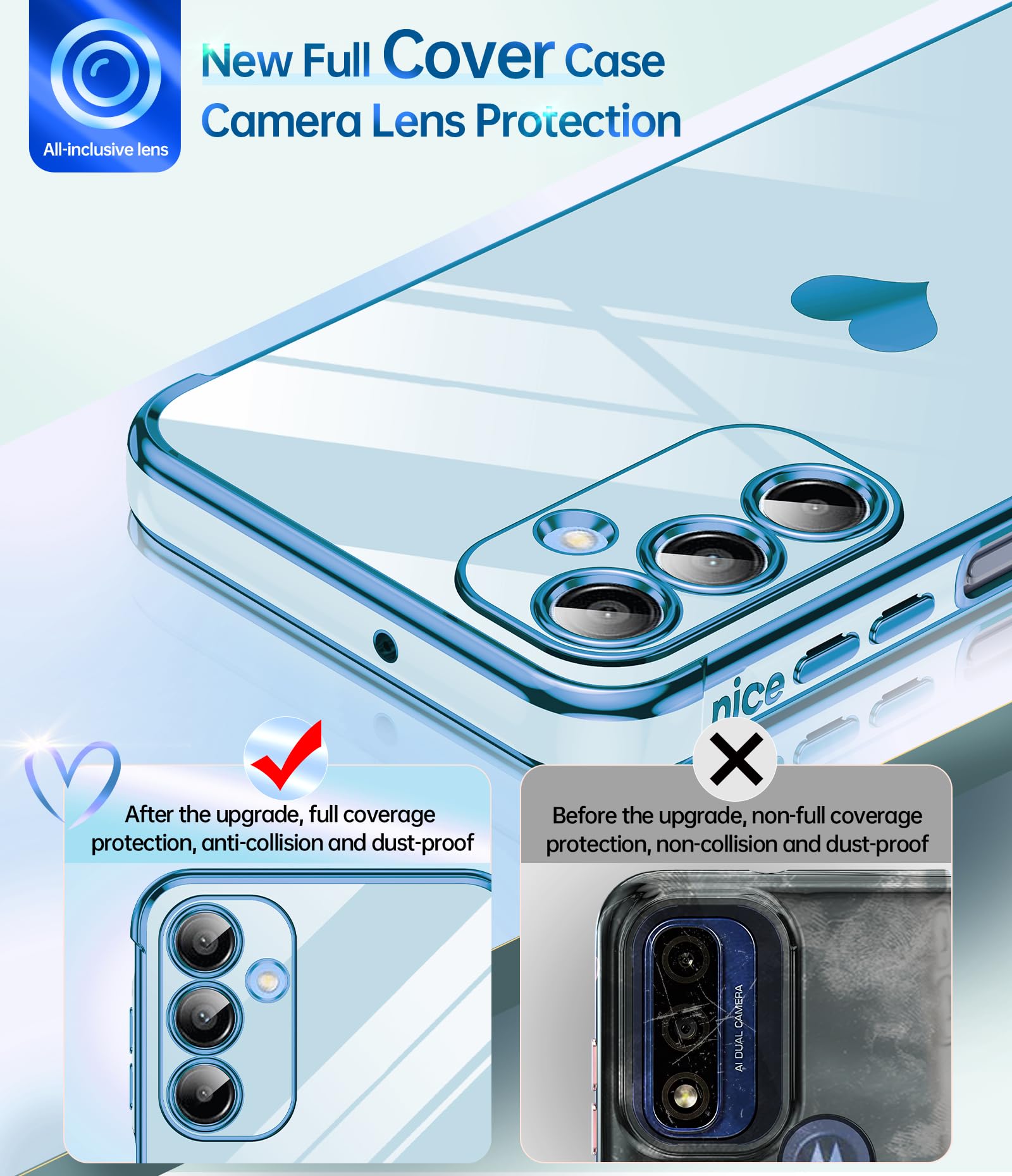 Leyi For Galaxy A16 5G Case: With Tempered Glass Screen Protector [2 Pcs]+ Full Camera Lens Protection,Love Heart Plating Girly
