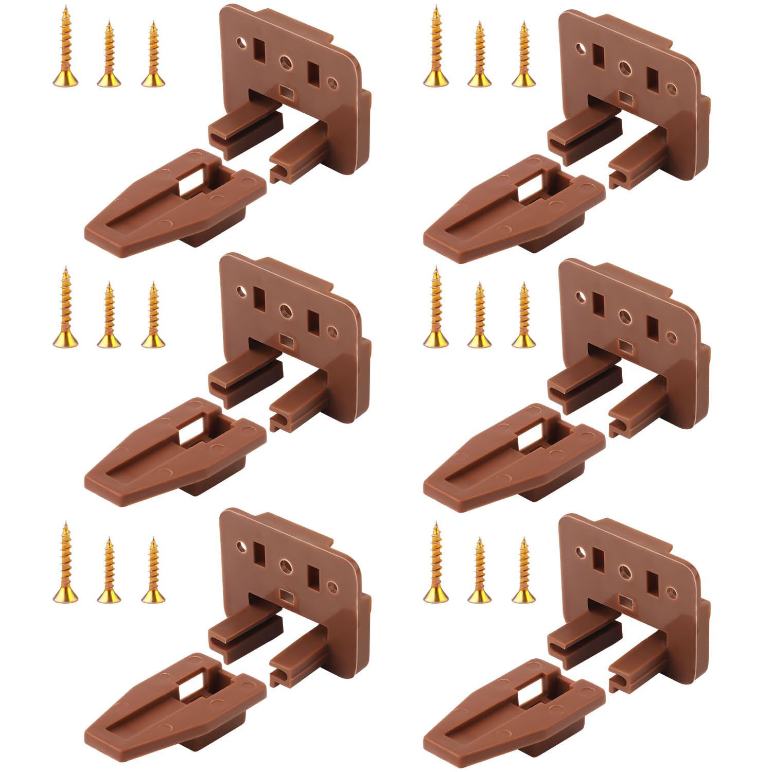 6Pcs Drawer Track Guide Kit, Plastic Drawer Guides For Kenlin Rite Trak I, Brown Replacement Drawer Slides Guides Repair Kit For