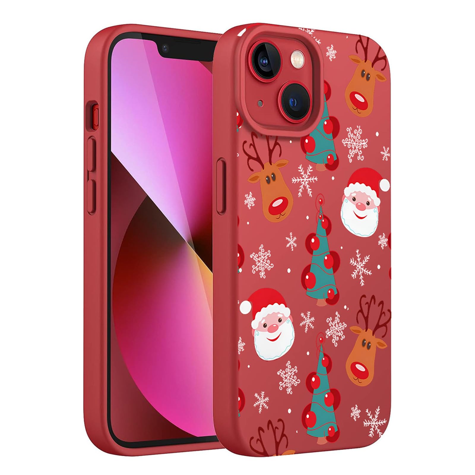 YCJACE Christmas Phone Case for iPhone 16,Red Matte Santa Claus Design Soft Liquid Silicone Anti-Slip Shockproof Protective Xmas