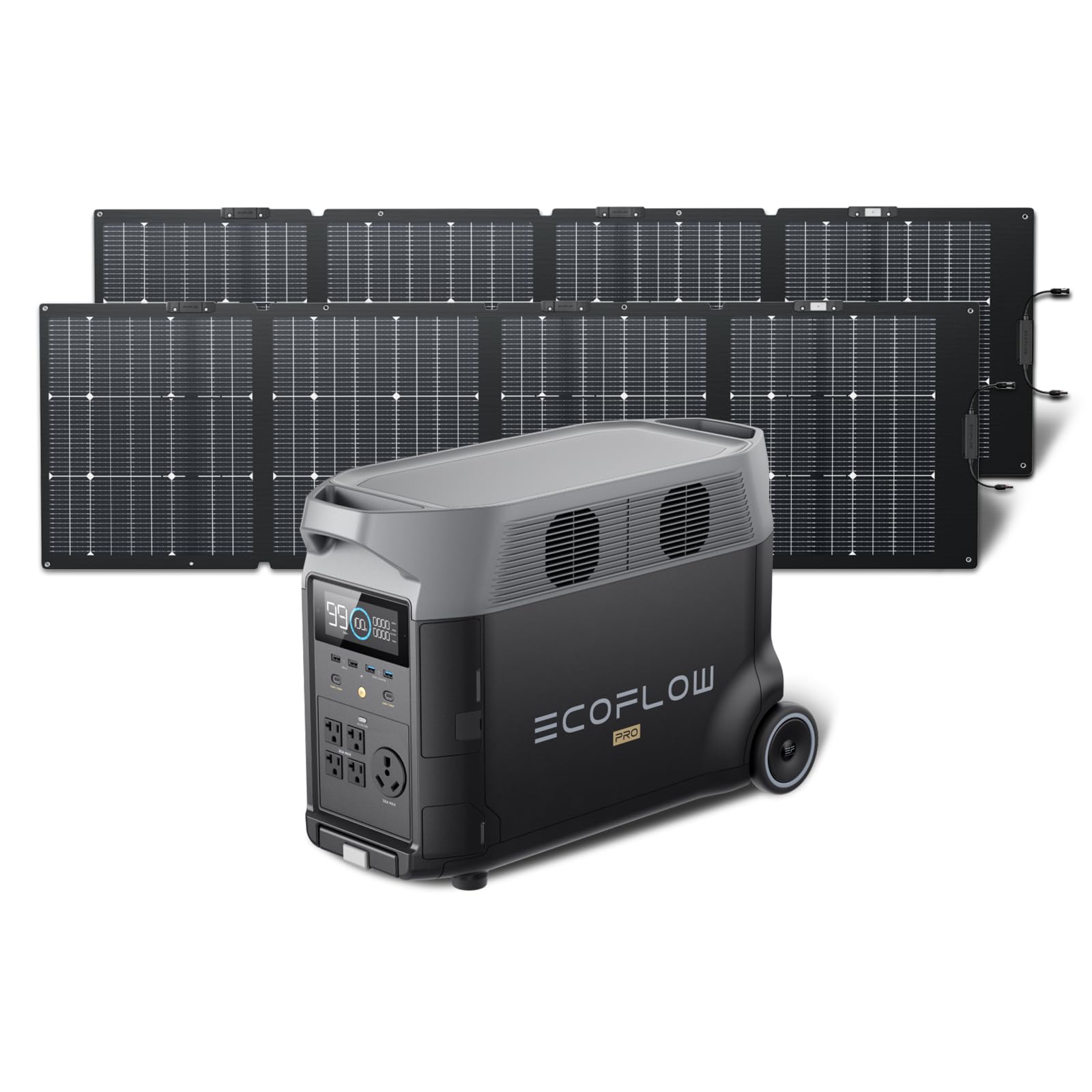Ef Ecoflow Solar Generator 120V/3.6Kwh Delta Pro With 2X220W Portable Solar Panel, 23% High Efficiency, 5 Ac Outlets, 3600W Port