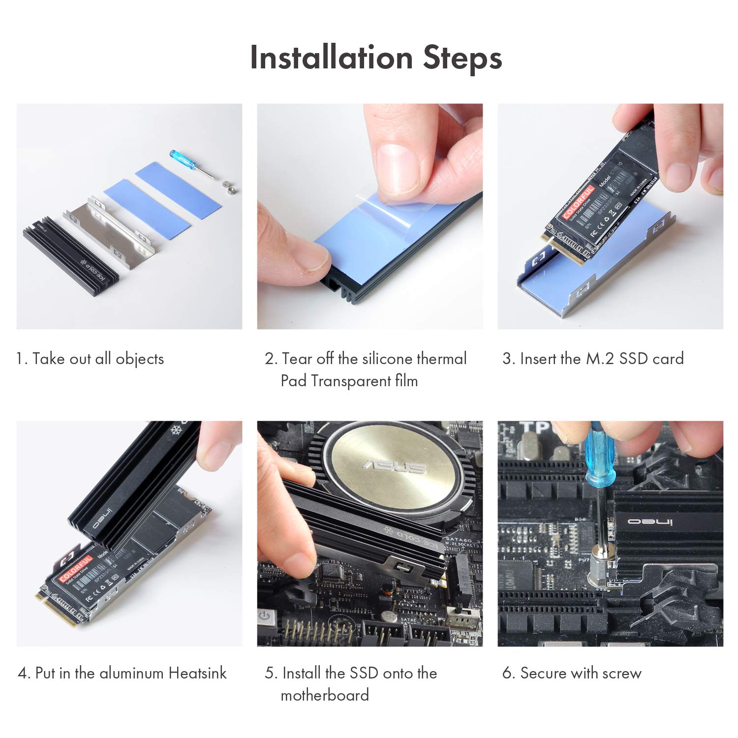 Ineo M.2 Heatsink 2280 Ssd With Thermal Silicone Pad For Pc / Ps5 M.2 Pcie Nvme Ssd [M16]