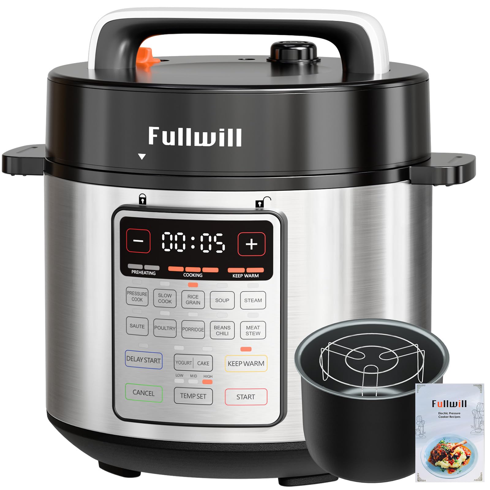 Fullwill 9-in-1 Electric Pressure Cooker(2025 Upgraded), 12 Presets Instant Multi Cooker, Olla de Presion Nonstick Pot 6 Quarts