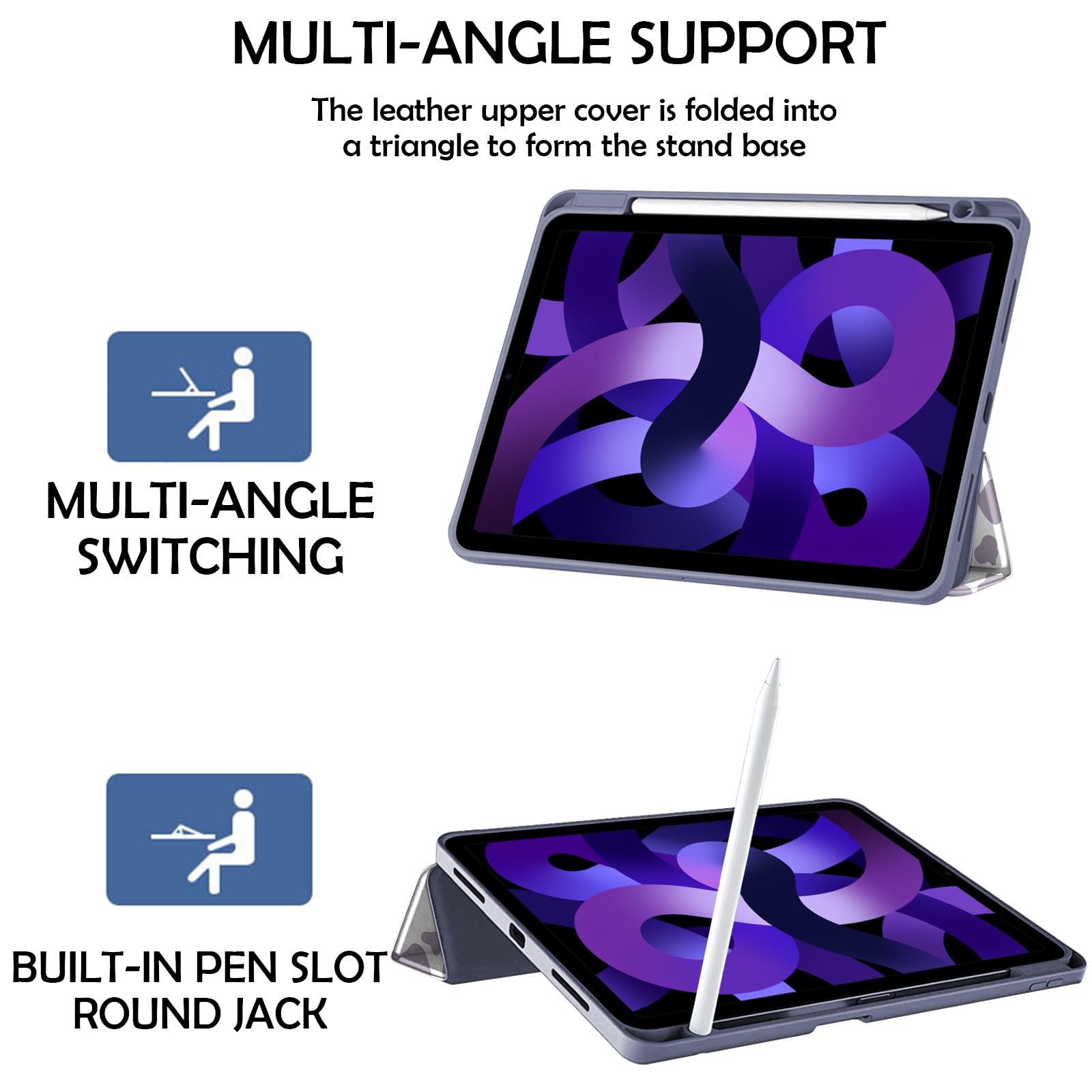 Deokke Compatible With Ipad Air Case 11 Inch M2 2024 5Th/4Th Generation 10.9 Inch (2022/2020) With Pencil Holder Tpu Back Case A