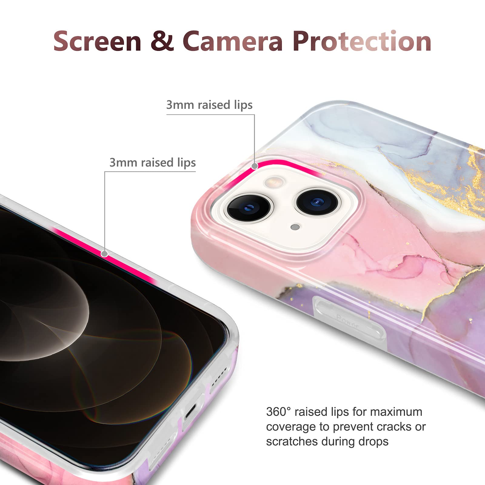 Jiaxiufen Compatible With Iphone 13 Case Gold Sparkle Glitter Marble Slim Shockproof Tpu Soft Rubber Silicone Cover Phone Case F