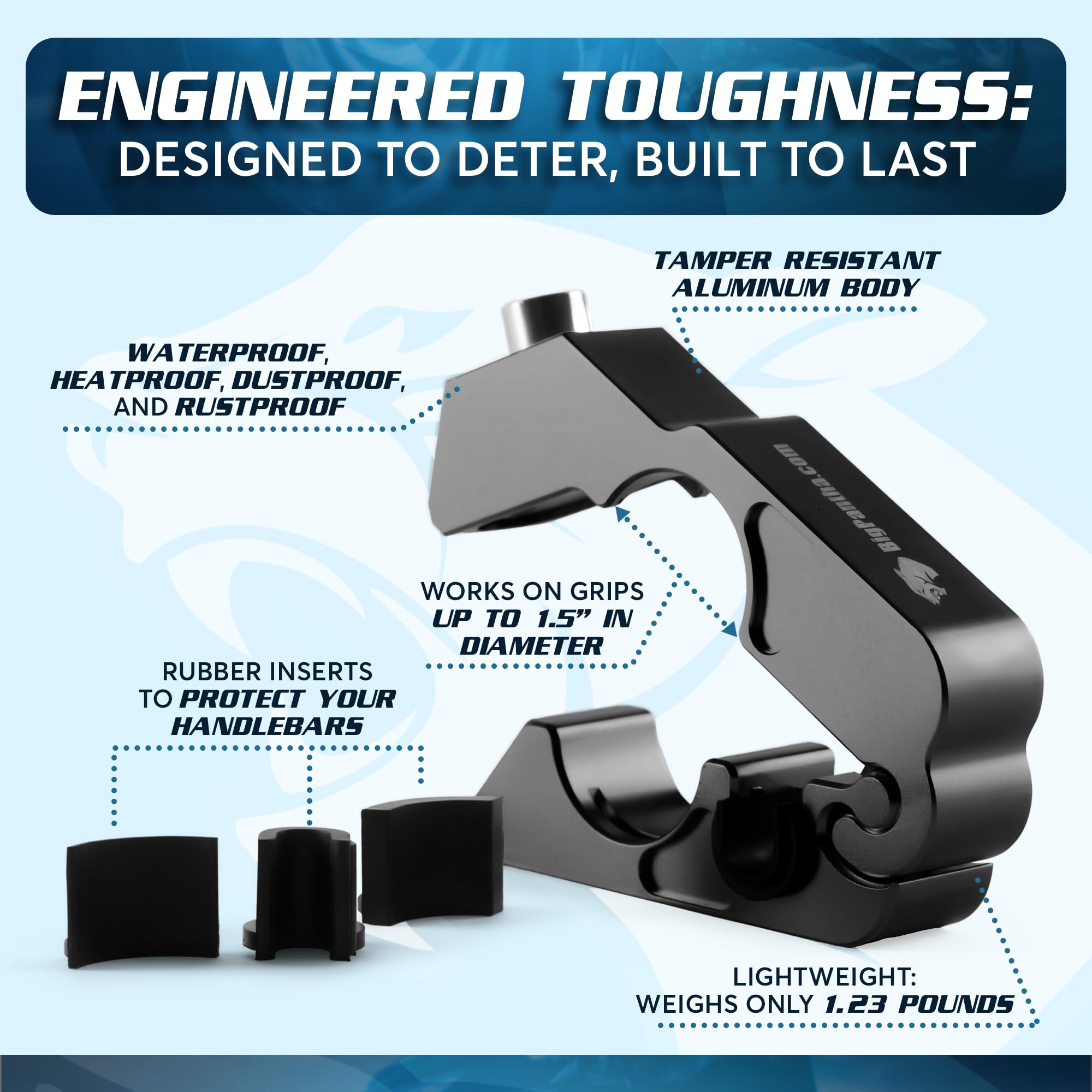 Bigpantha Motorcycle Grip Lock - Heavy Duty Brake/Handlebar/Throttle Lock That Secures Your Bike, Scooter, Moped, Or Atv In Unde