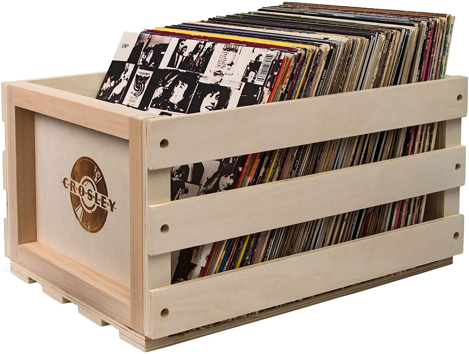 Crosley Ac1004A Na Record Storage Crate Holds Up To 75 Albums, Natural