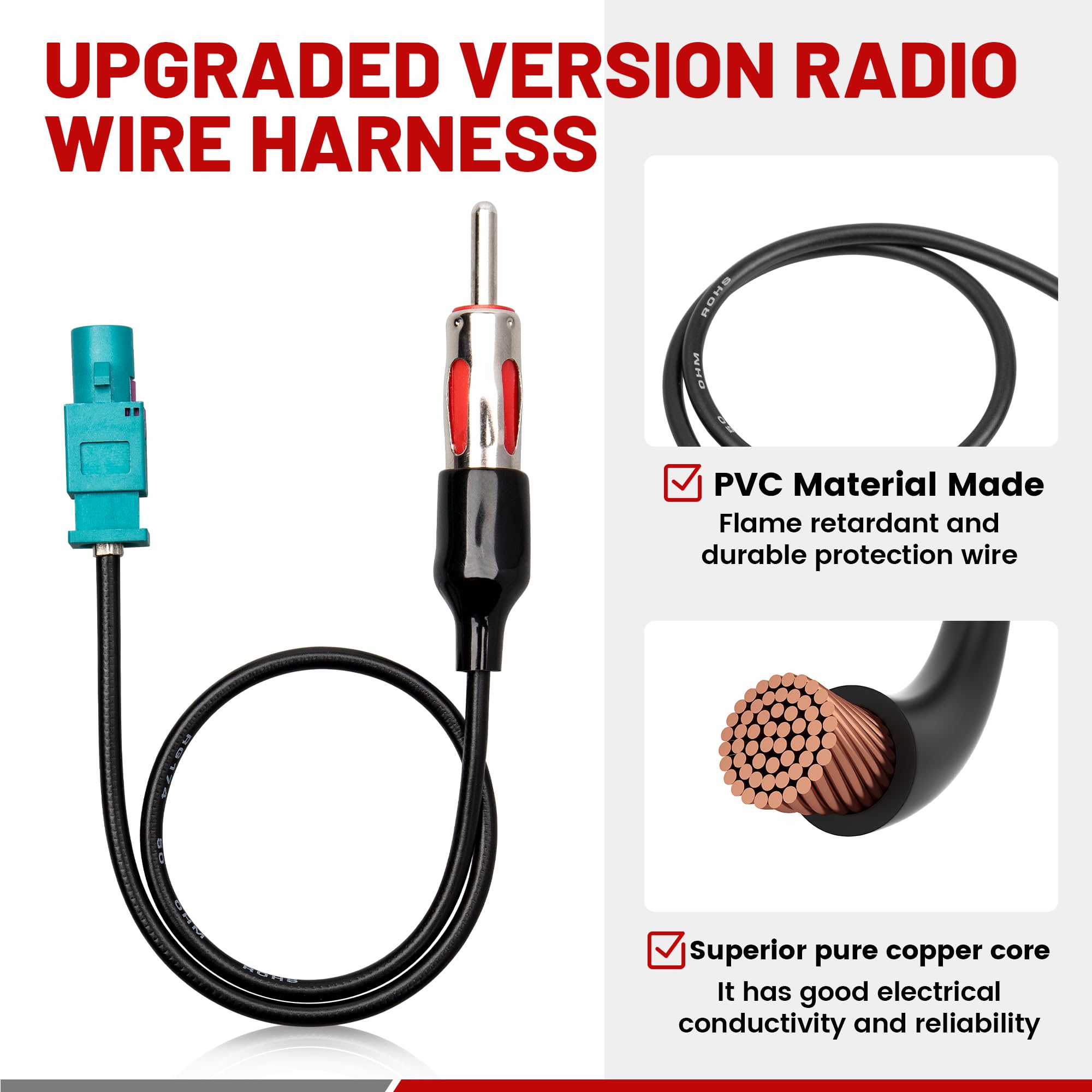 Red Wolf Stereo Wiring Harness Antenna Adapter Fit For 2013 2019 Dodge Ram, Jeep 2014 2020, Chrysler 2015 2020 Aftermarket Radio